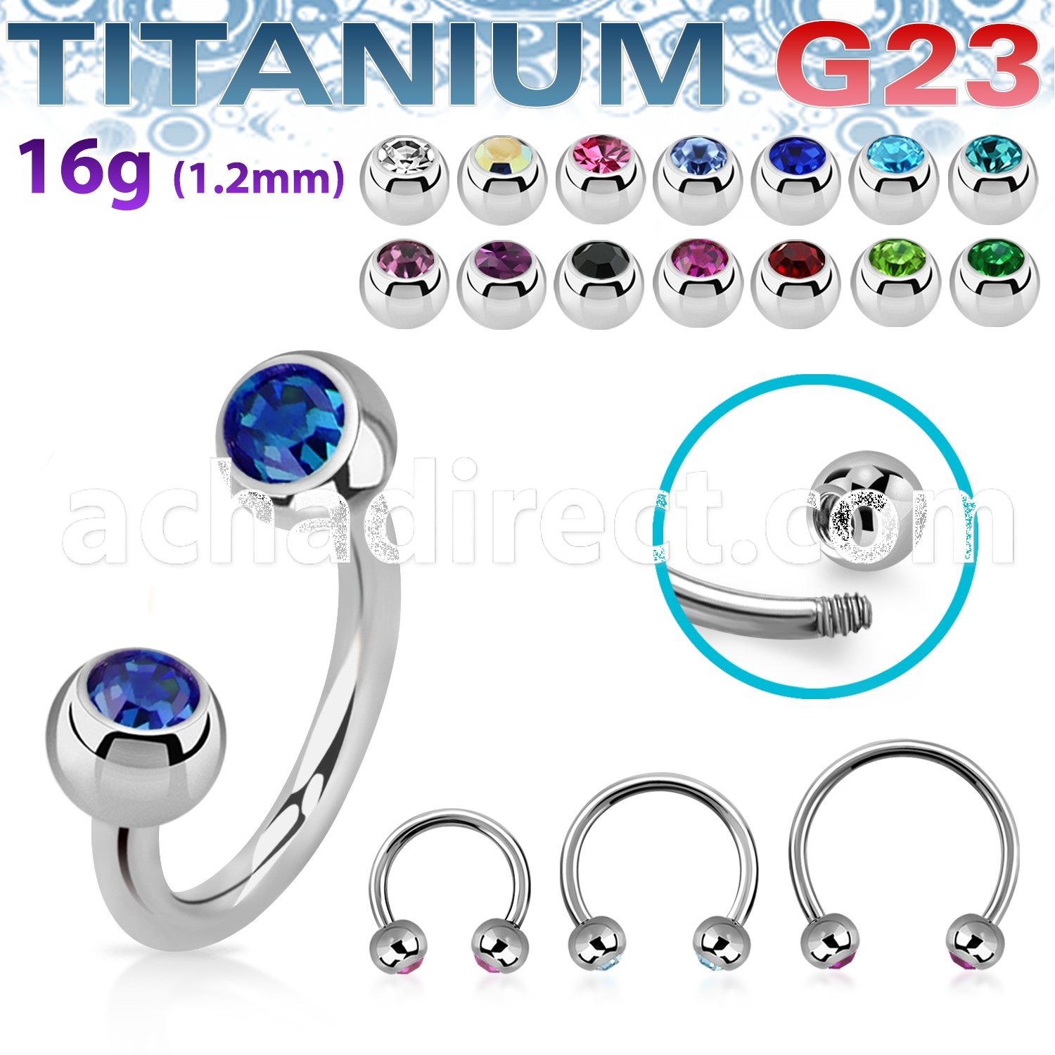 ucbejb4 titanium g23 circular barbell 4mm jewel balls