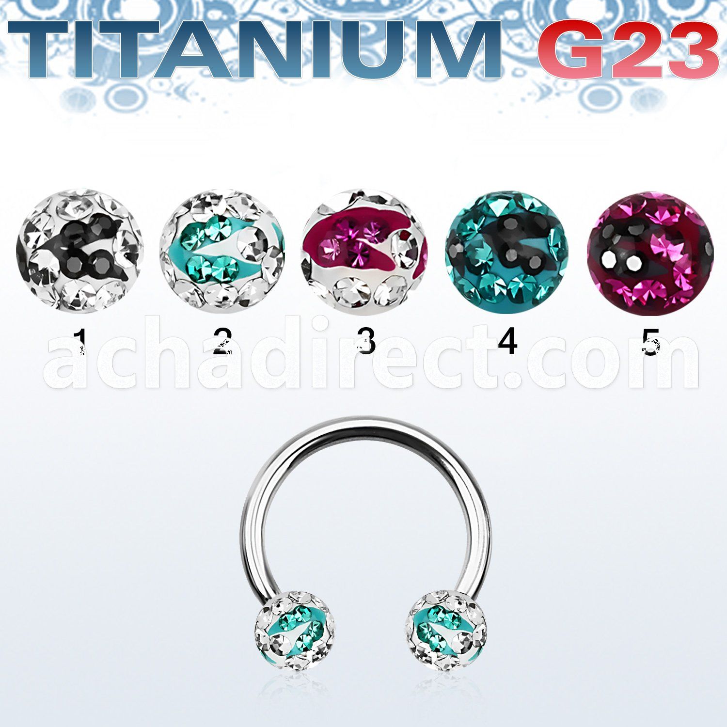 ucbfr5c titanium cbr w 2 5mm multi crystal ball w a zebra stripe
