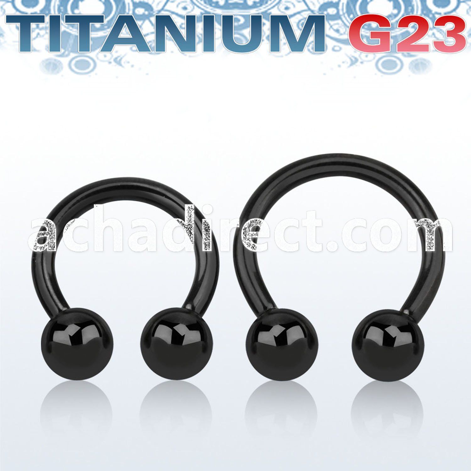 ucbrt12 black anodized titanium g23 circular barbell w 6mm balls