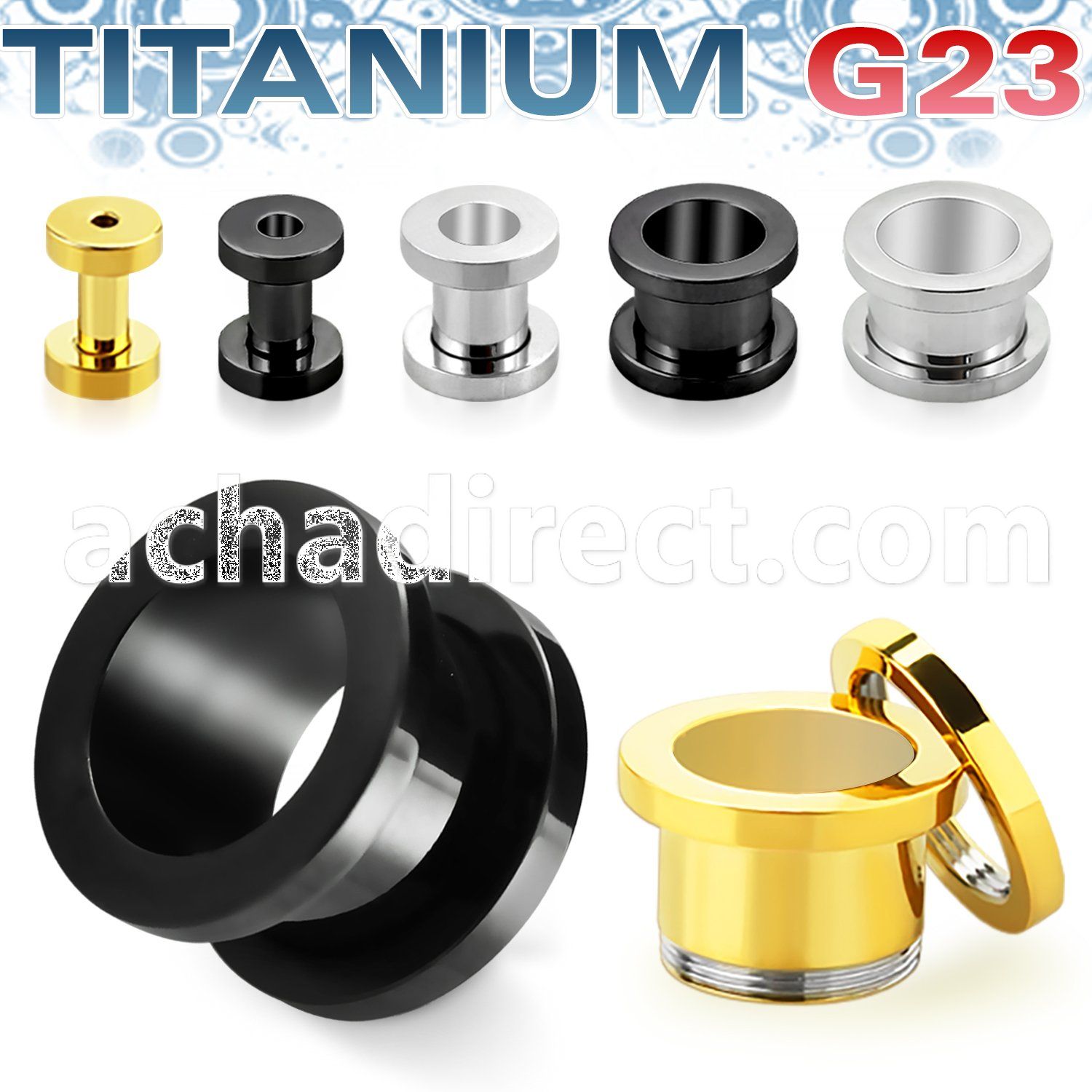 ufpg mirror polished titanium g23 screw fit flesh tunnel