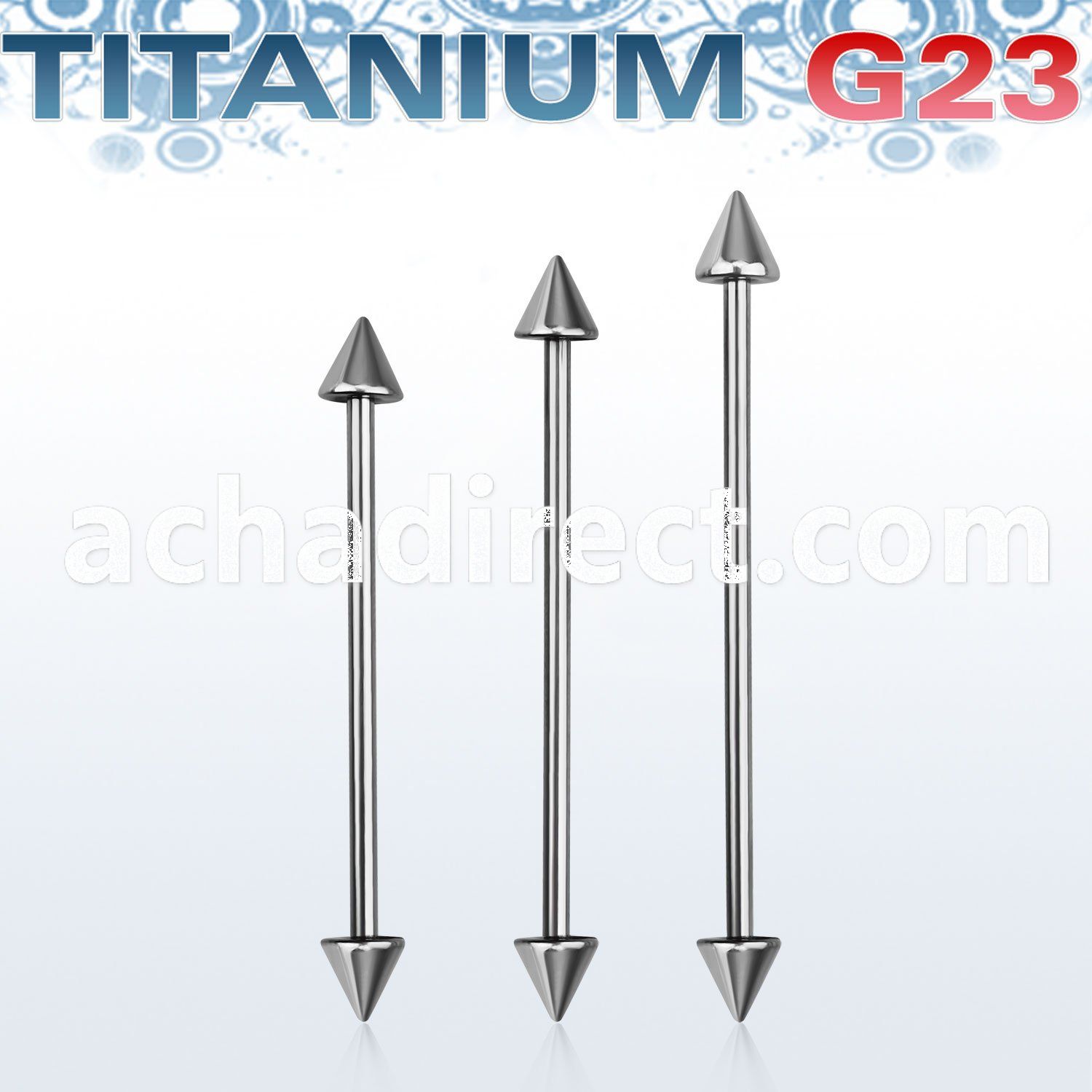 uindcn titanium g23 industrial barbell with a 5mm cones