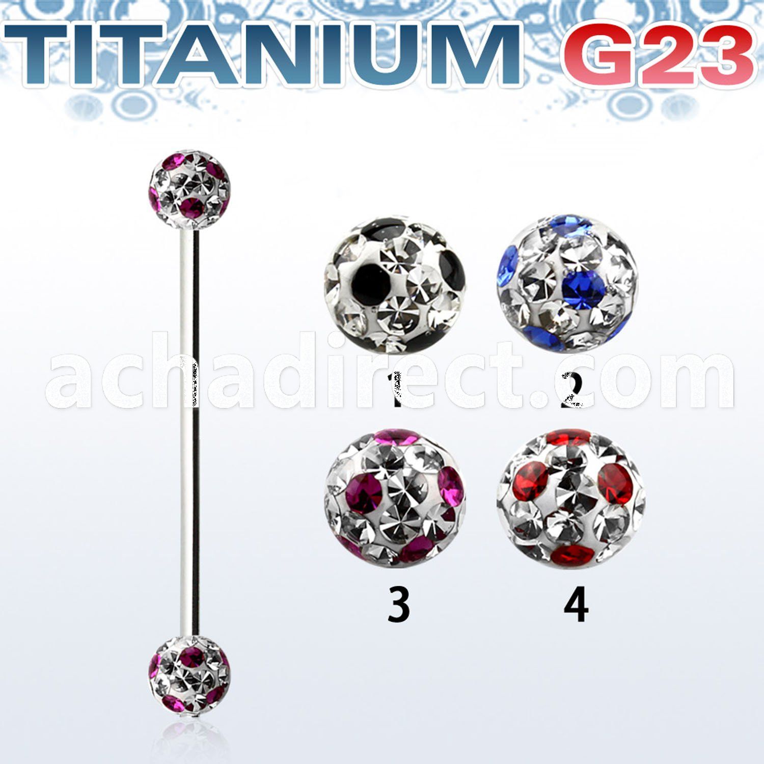 uinfr5a titanium g23 industrial barbell with dotted balls