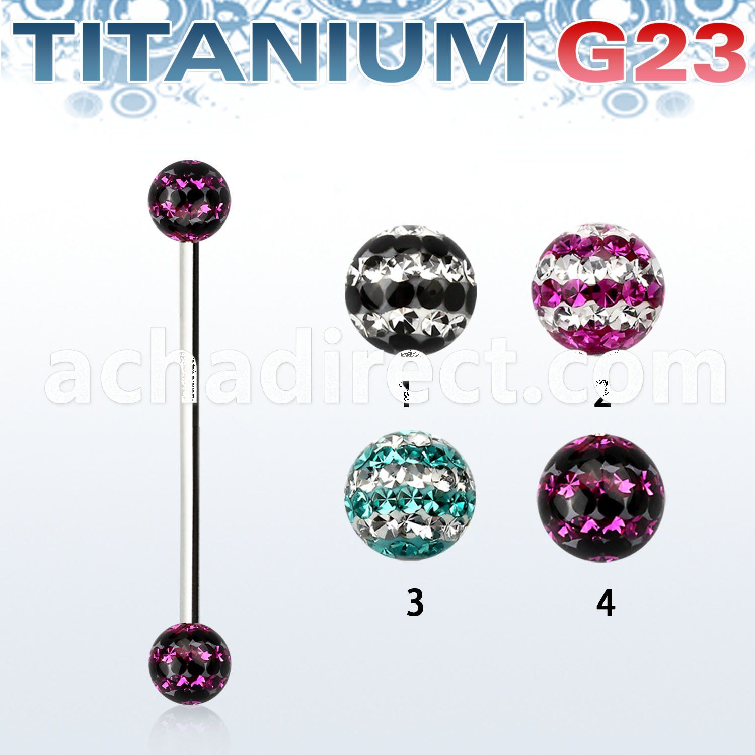 uinfr5d titanium g23 barbell w 5mm ti line ferido balls