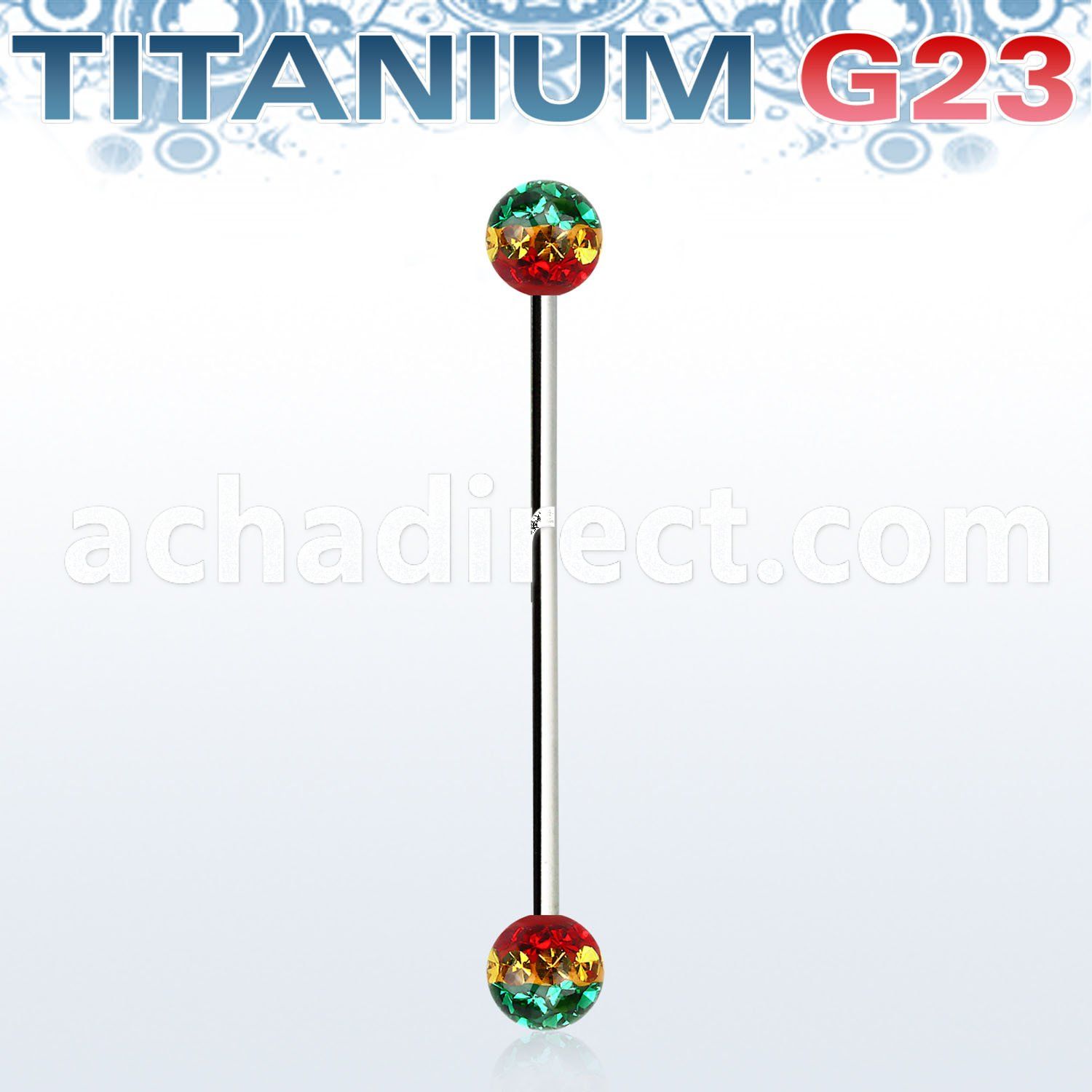 uinfr5r titanium g23 barbell w 5mm rasta ferido ball