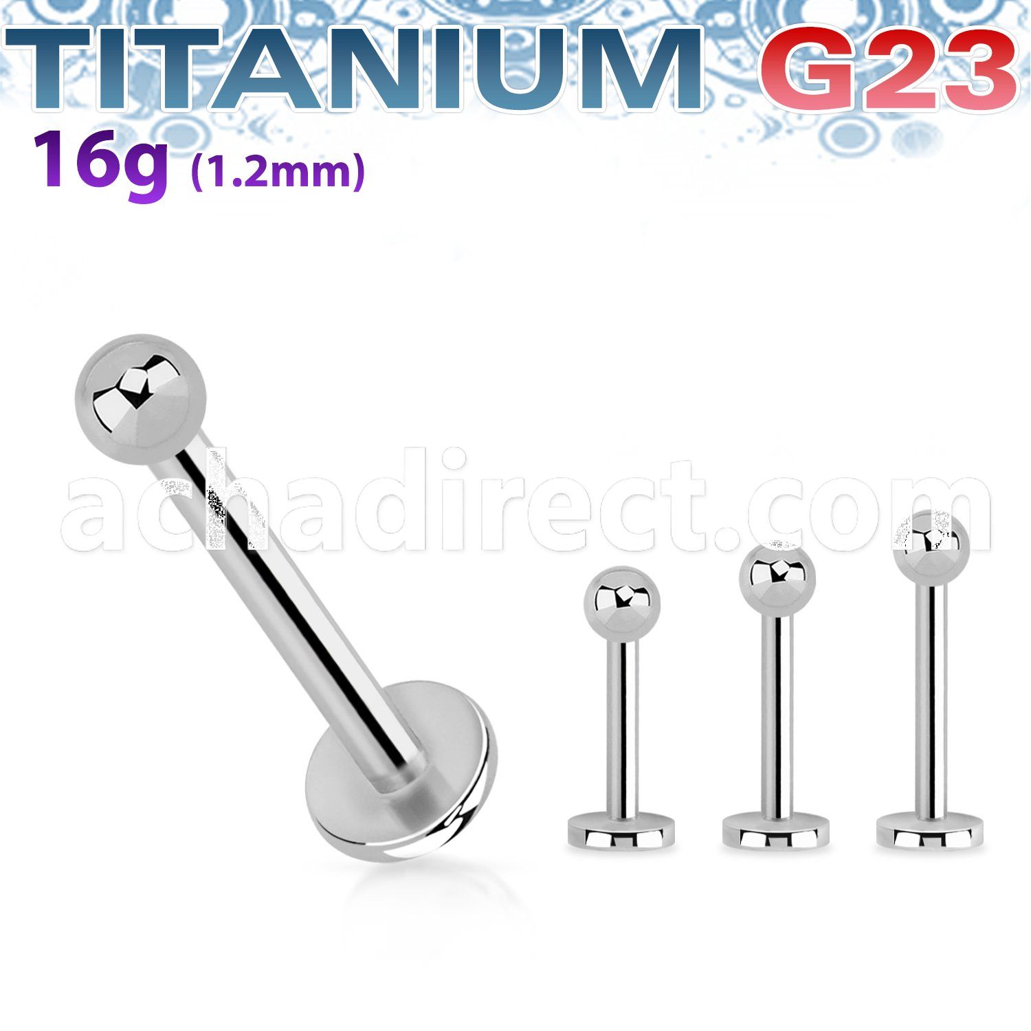 ulb25 titanium g23 labret ball tip adornment with 2 5mm ball