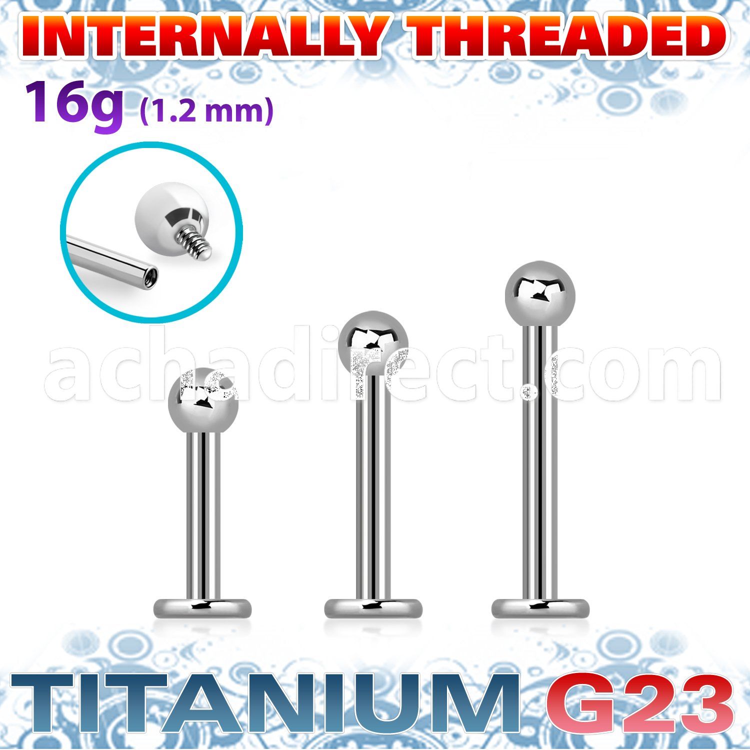 ulbb25i titanium g23 internal labret ball