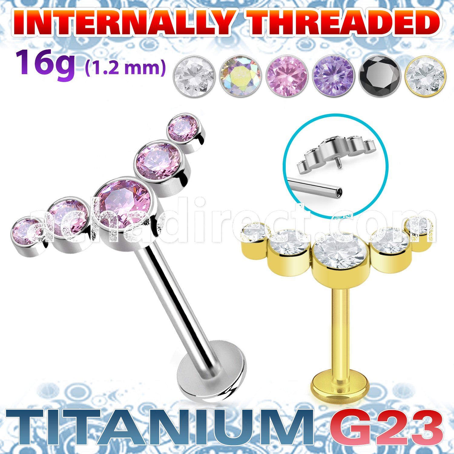 ulbin8 titanium g23 internally threaded labret 5 cz
