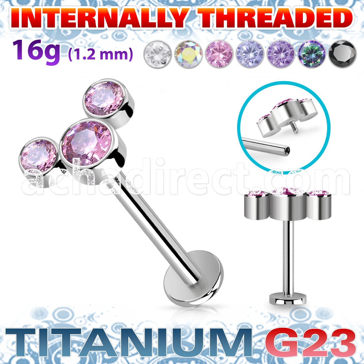 ulbin9 titanium g23 internally threaded labret 3 cz