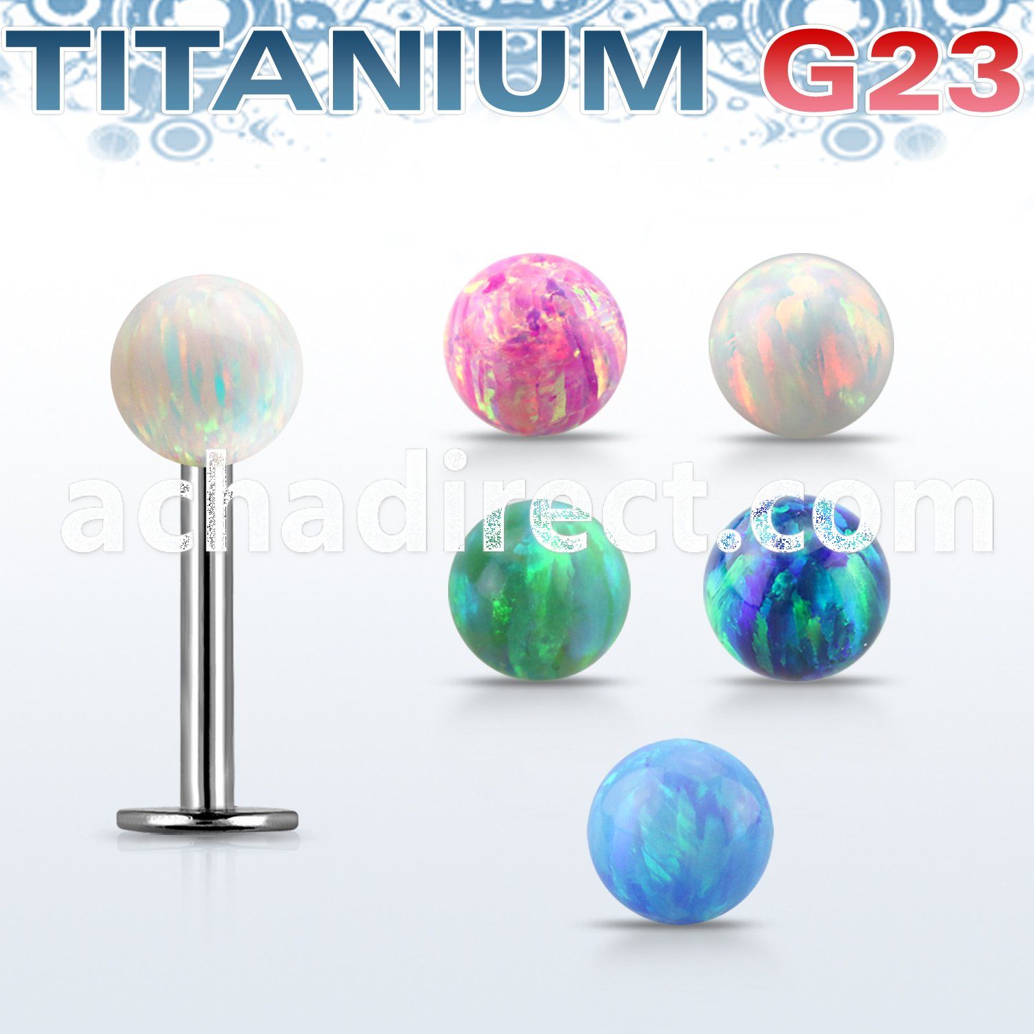 ulbop4s titanium g23 labret with a 4mm synthetic opal ball