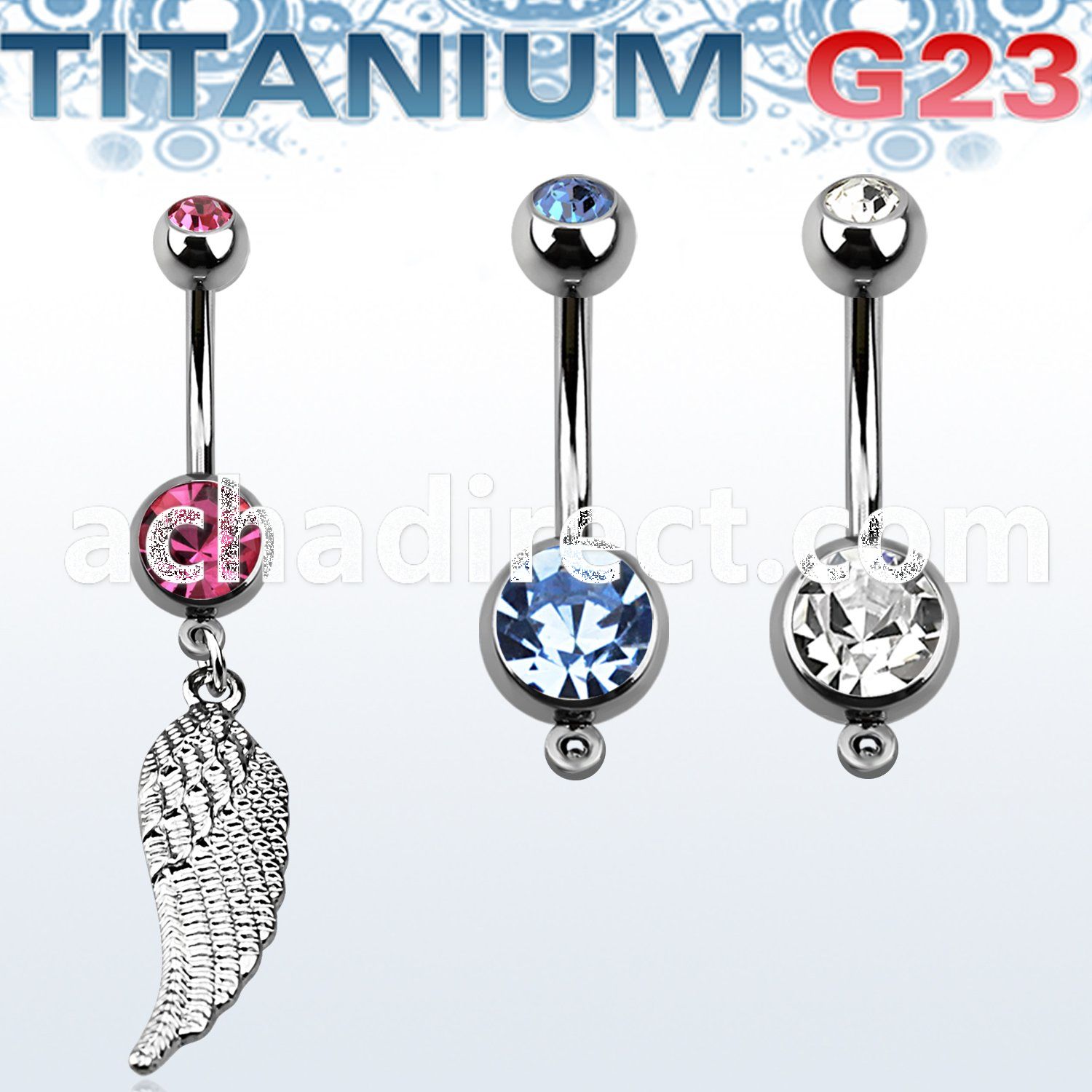 umcd593 titanium g23 belly banana w 5 8mm bezel jewel wing