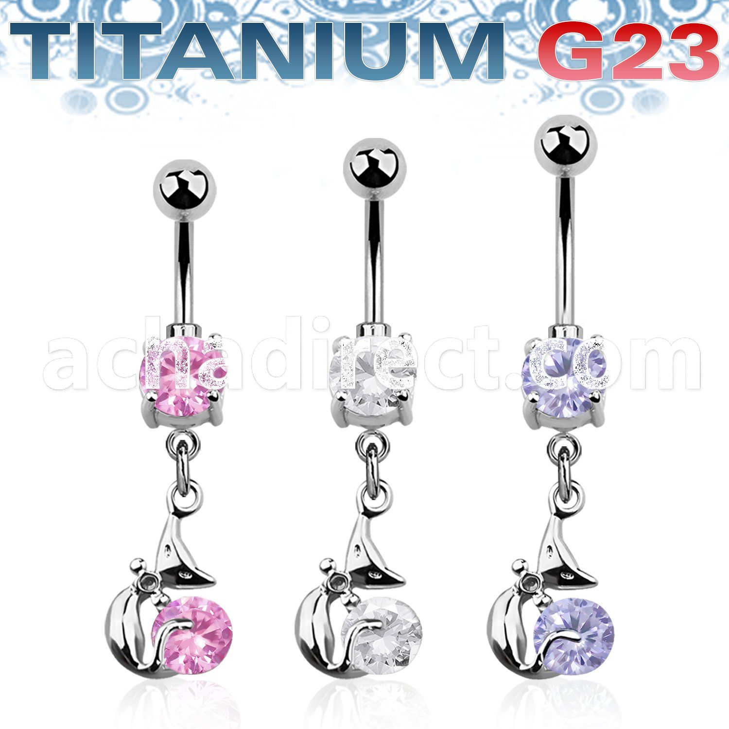 umcdz378 titanium g23 banana w 5 8mm bezel jewel lady cat