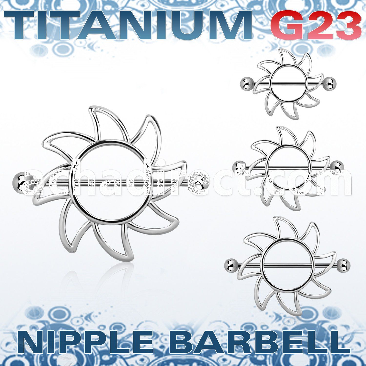 unp103 sun nipple shield w titanium g23 barbell w multi jewels