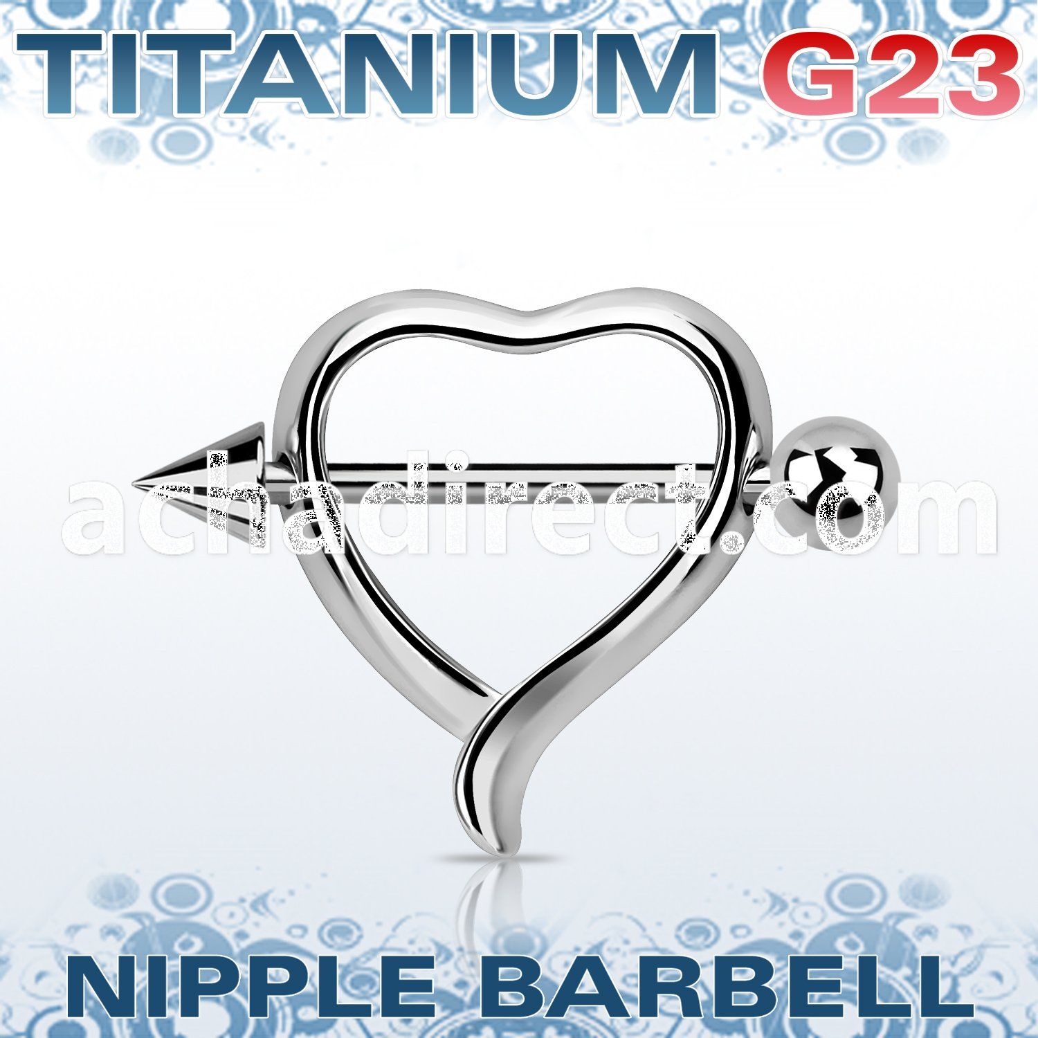unpsh13 heart shaped nipple shield w a titanium g23 barbell cone