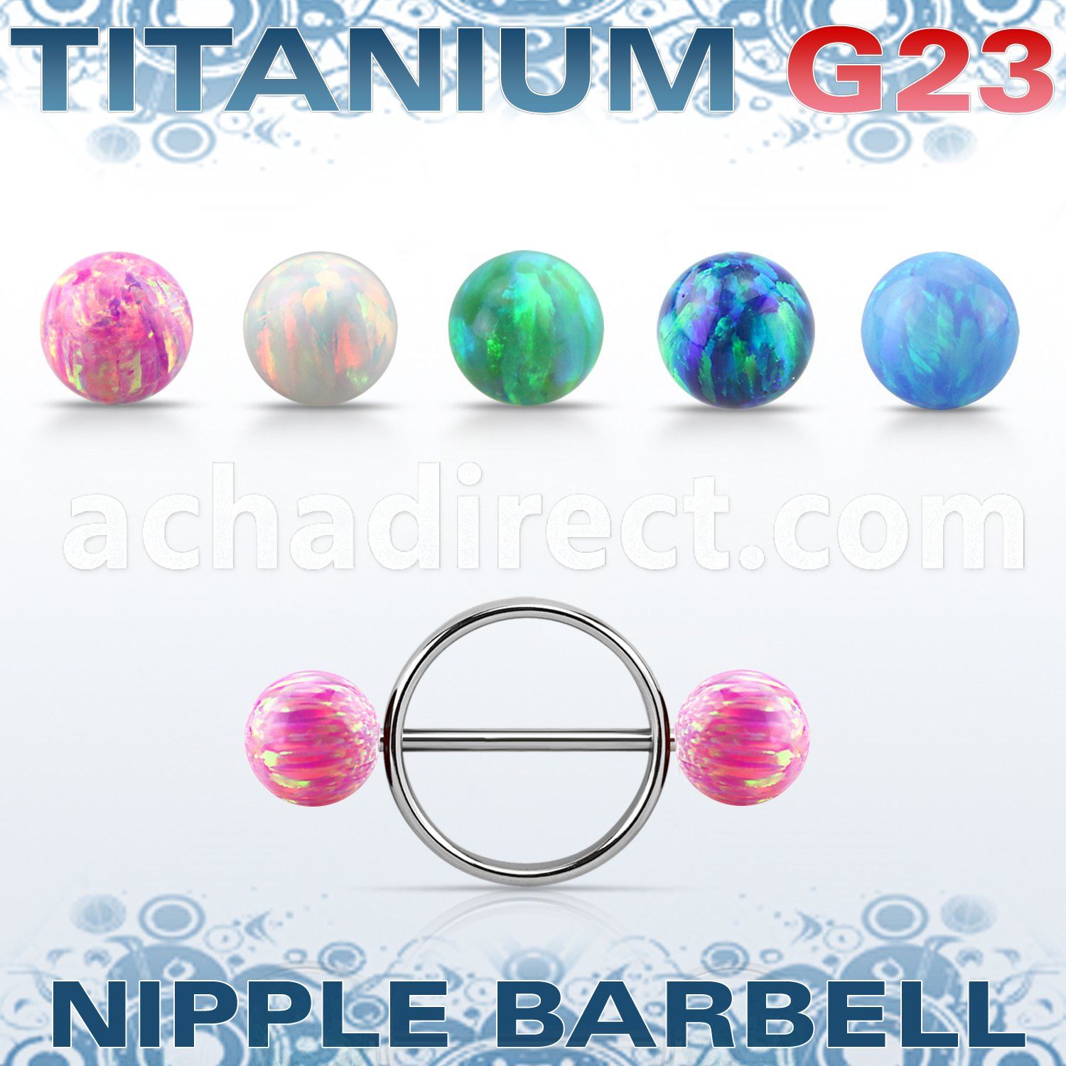 uonpe8 steel nipple shield w titanium barbell w 8mm opal balls