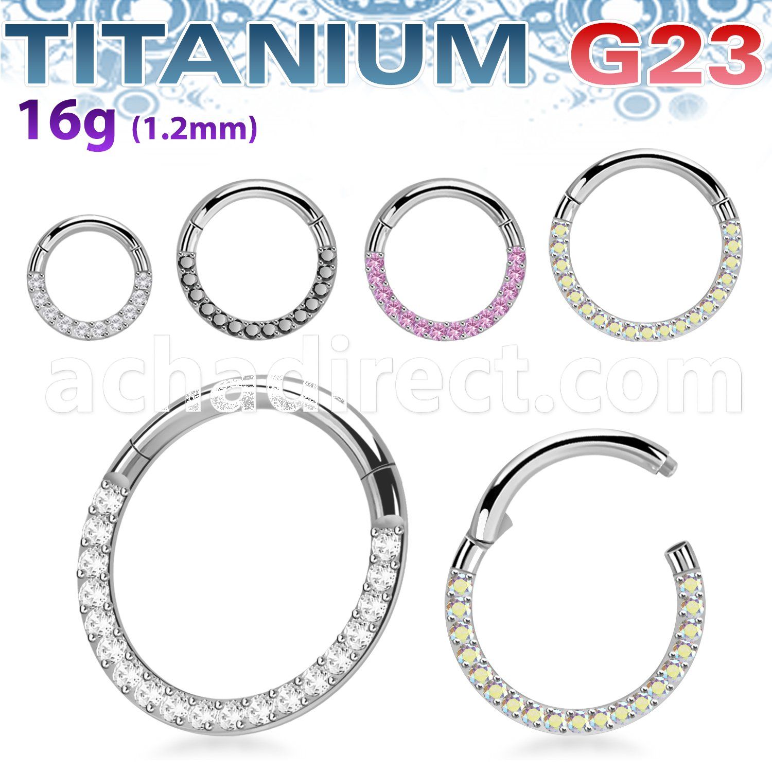 usgsh11 titanium g23 hinged segment ring 16g cz side