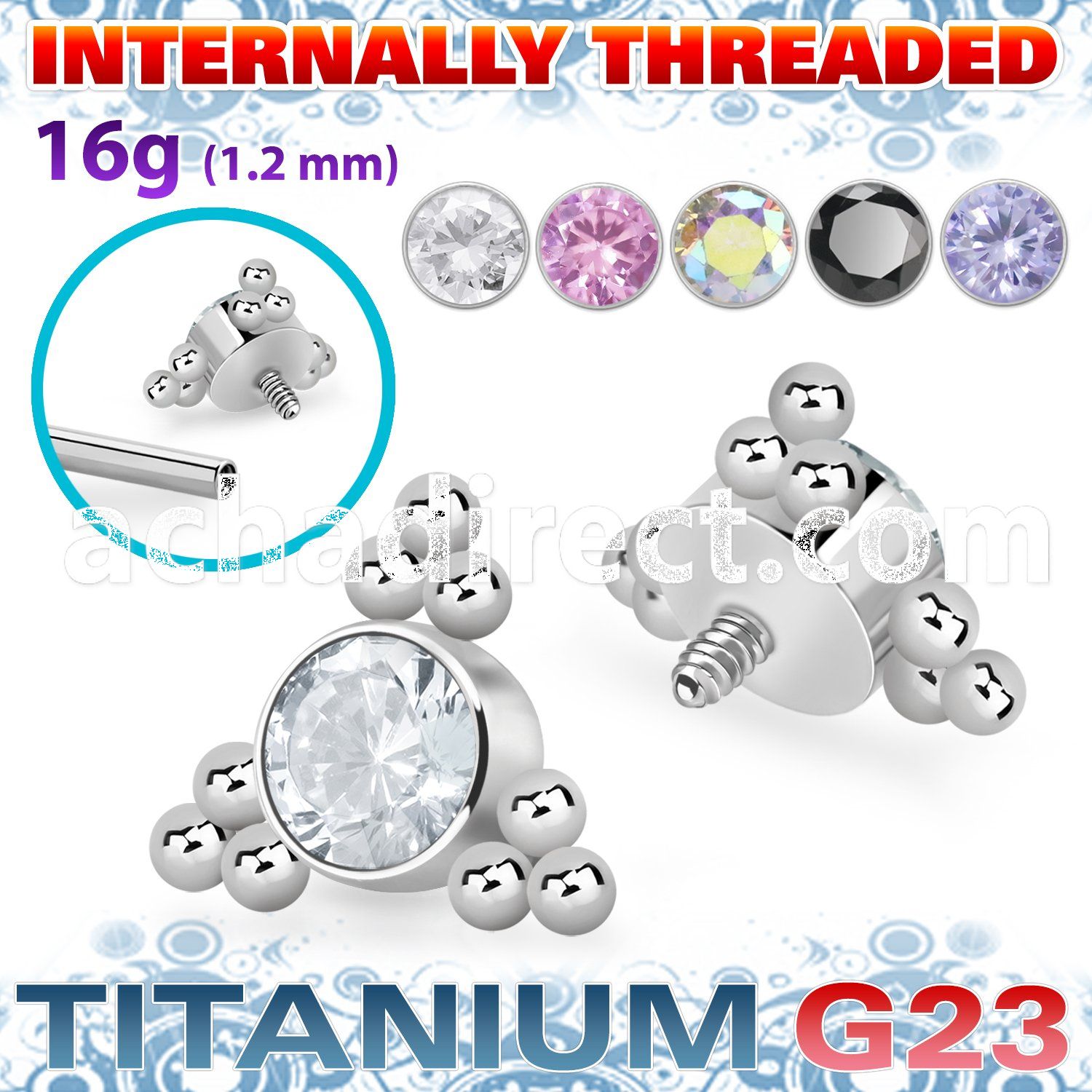 ushz2in titanium g23 top part post round cz