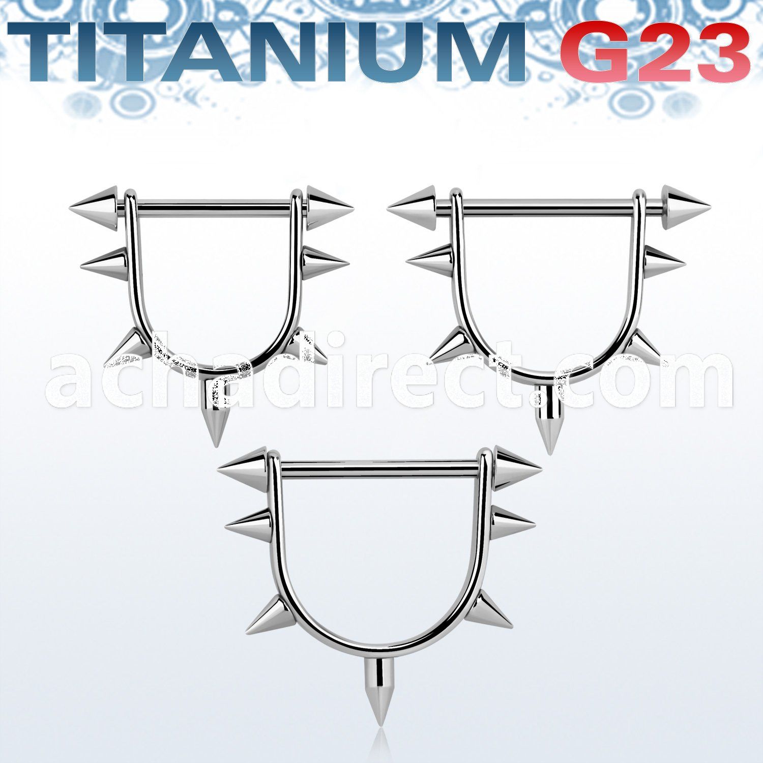 usnpa titanium g23 nipple barbell w nipple stirrup w spikes