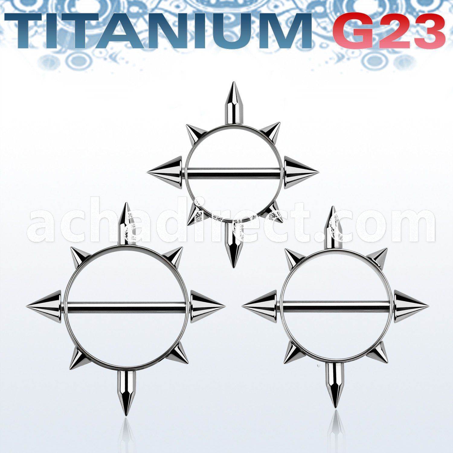 usnpc titanium g23 nipple shield w spikes titanium g23 bar