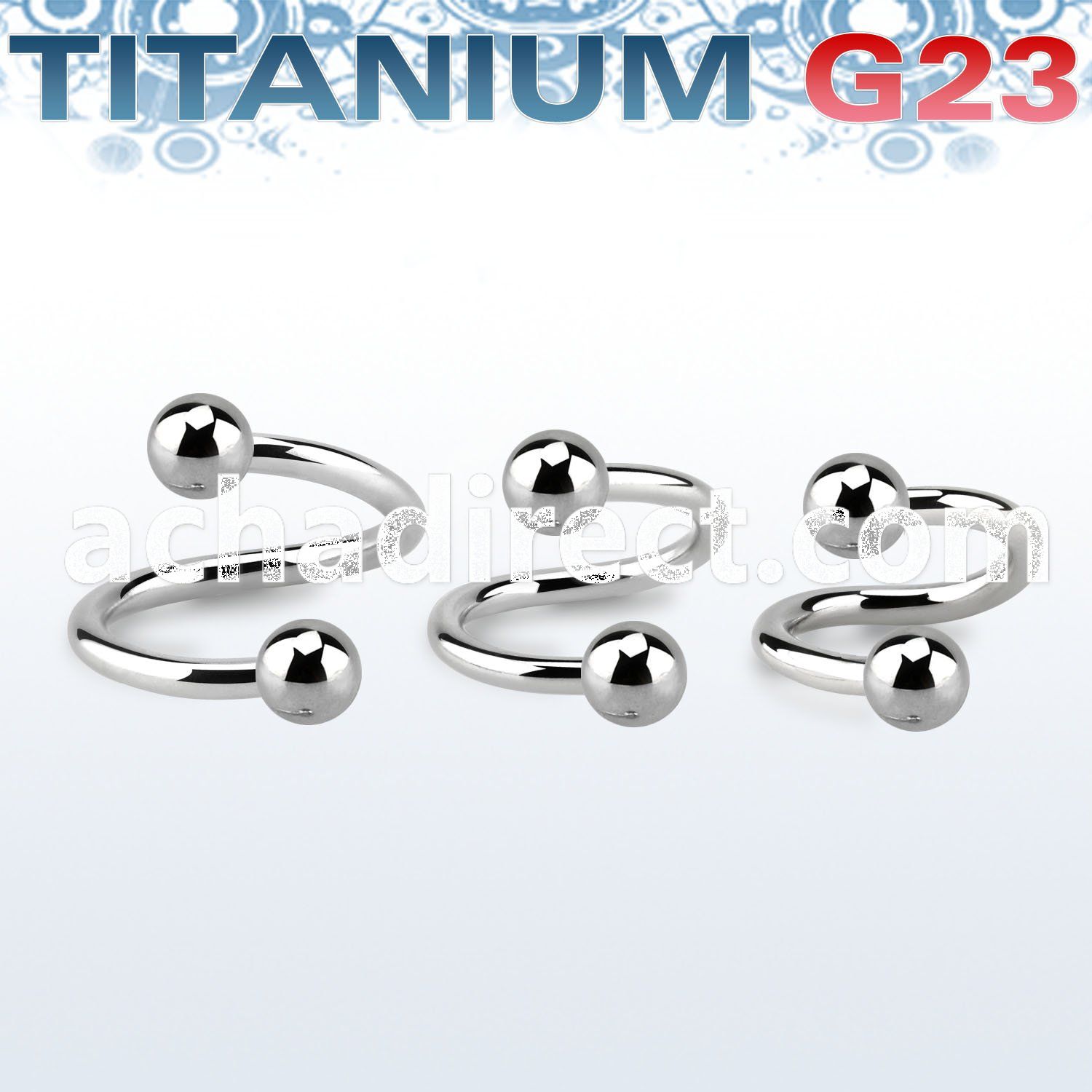 uspeb titanium g23 eyebrow spiral with two 3mm balls