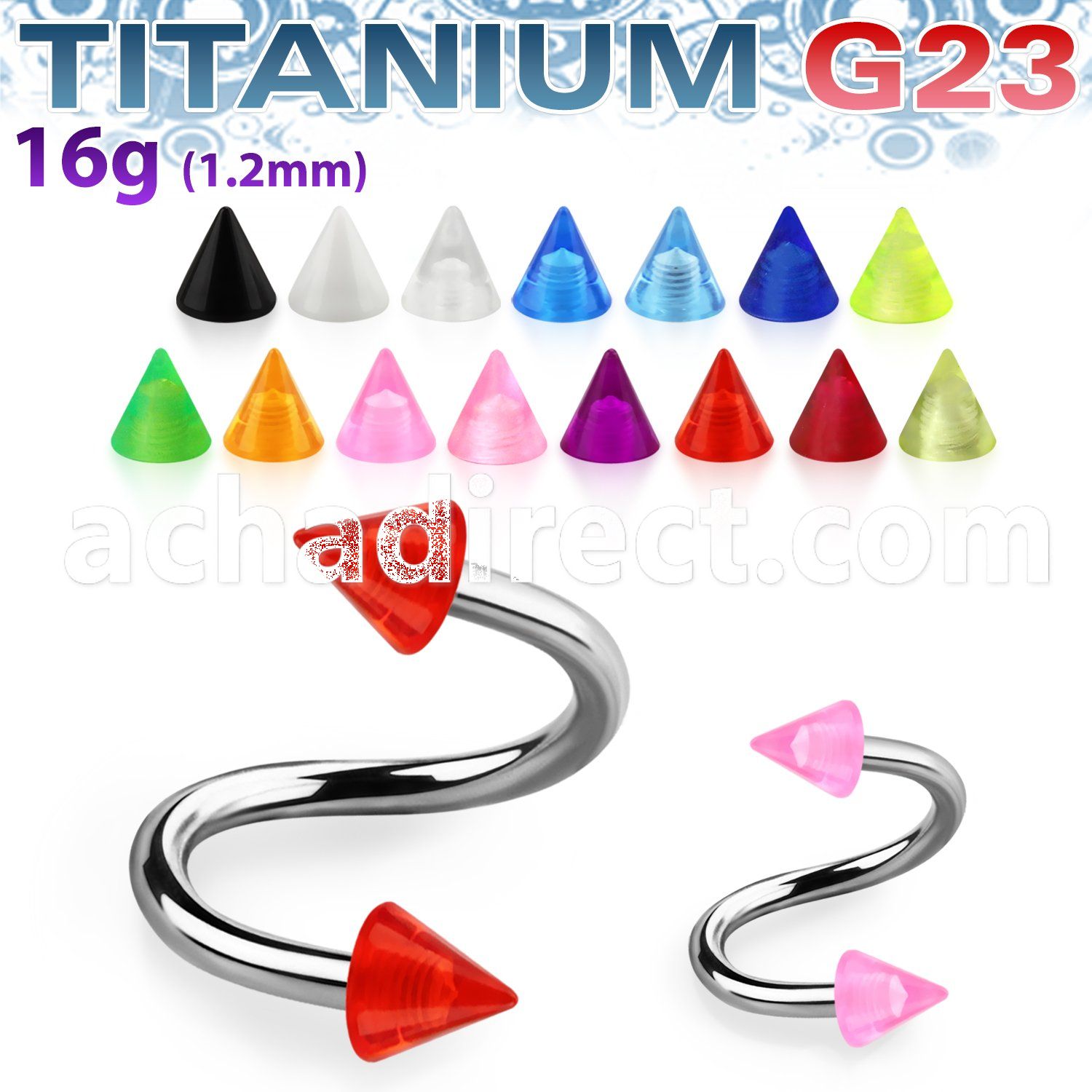 uspeuvcn titanium g23 spiral with two 3mm uv cones