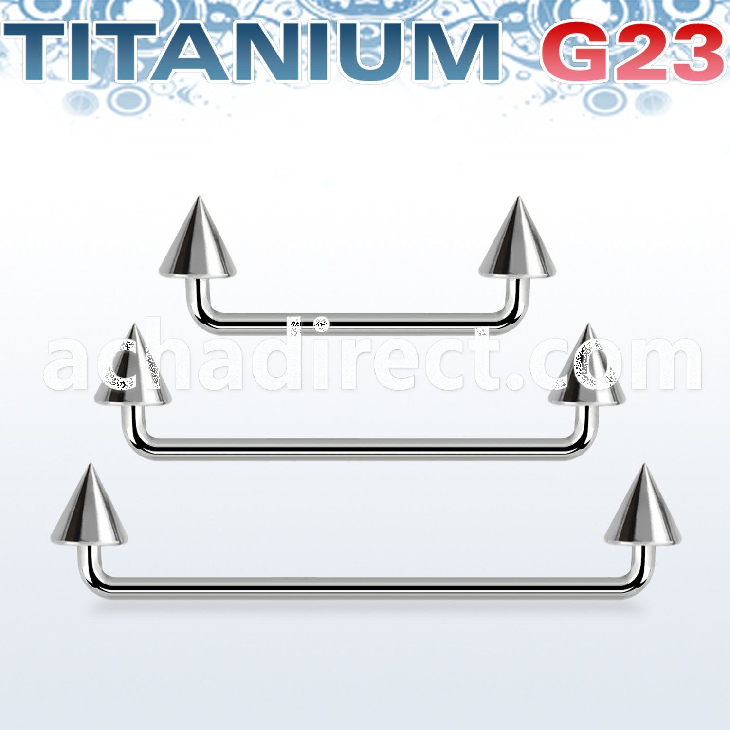 usudcn5 titanium g23 90 surface barbell with 5mm titanium cones