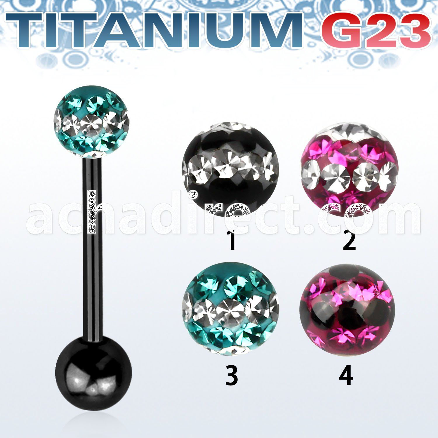 utbbfr5d anodized titanium barbell w 5mm tri line ferido ball