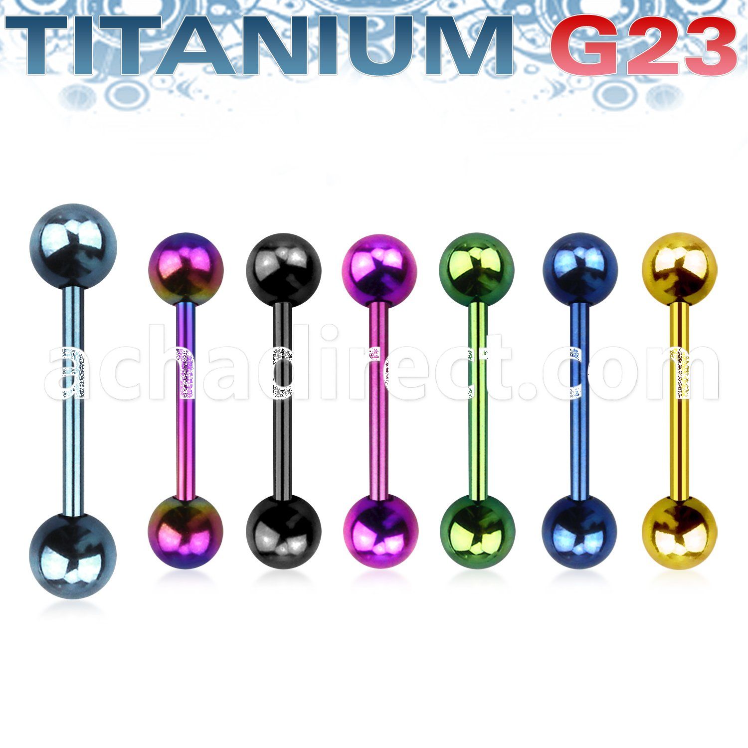 utbbg anodized titanium g23 nipple barbell with 6mm balls