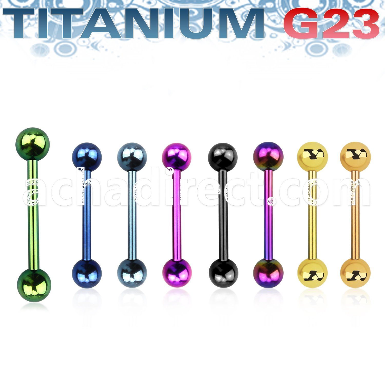utbbs anodized titanium g23 barbell tongue bar w 5mm balls