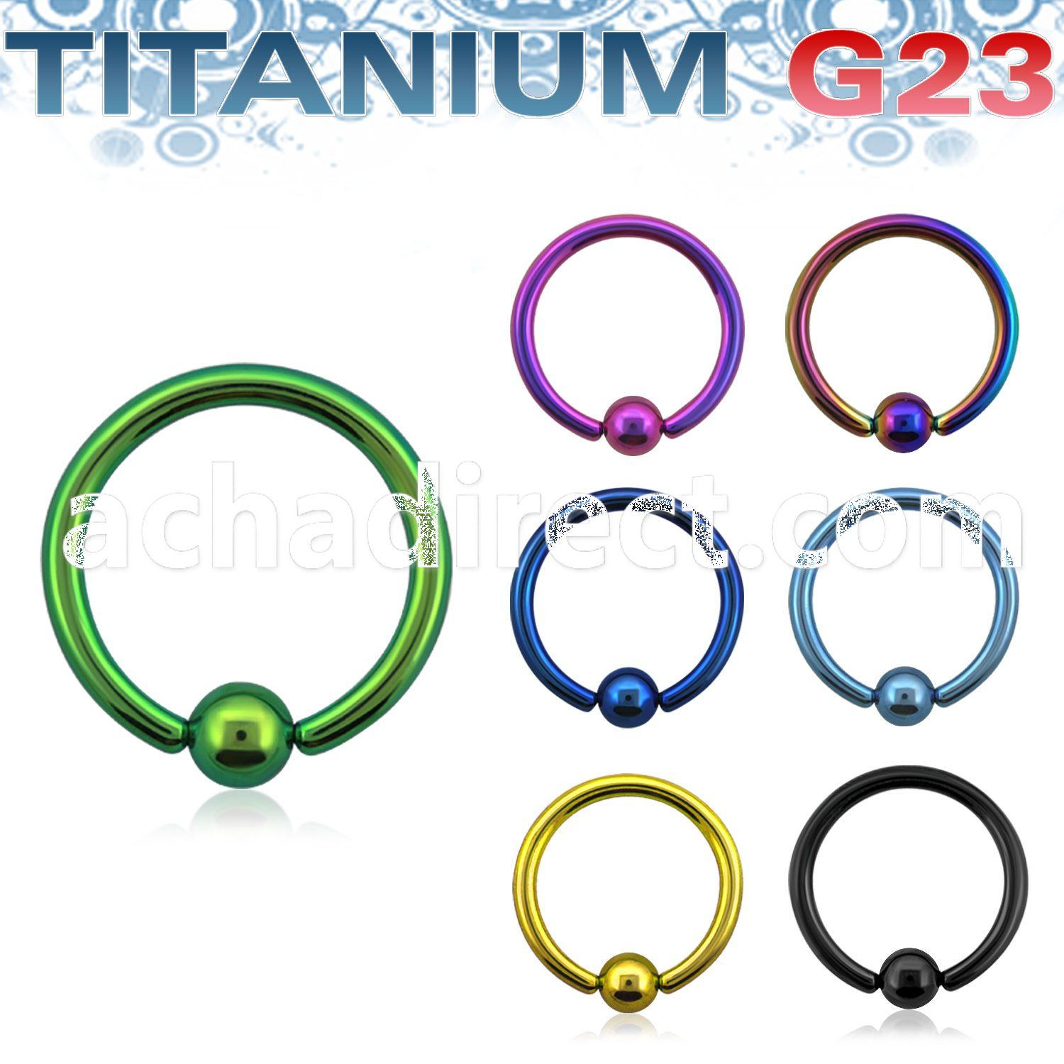 utbcre anodized titanium g23 ball closure ring with 3mm ball