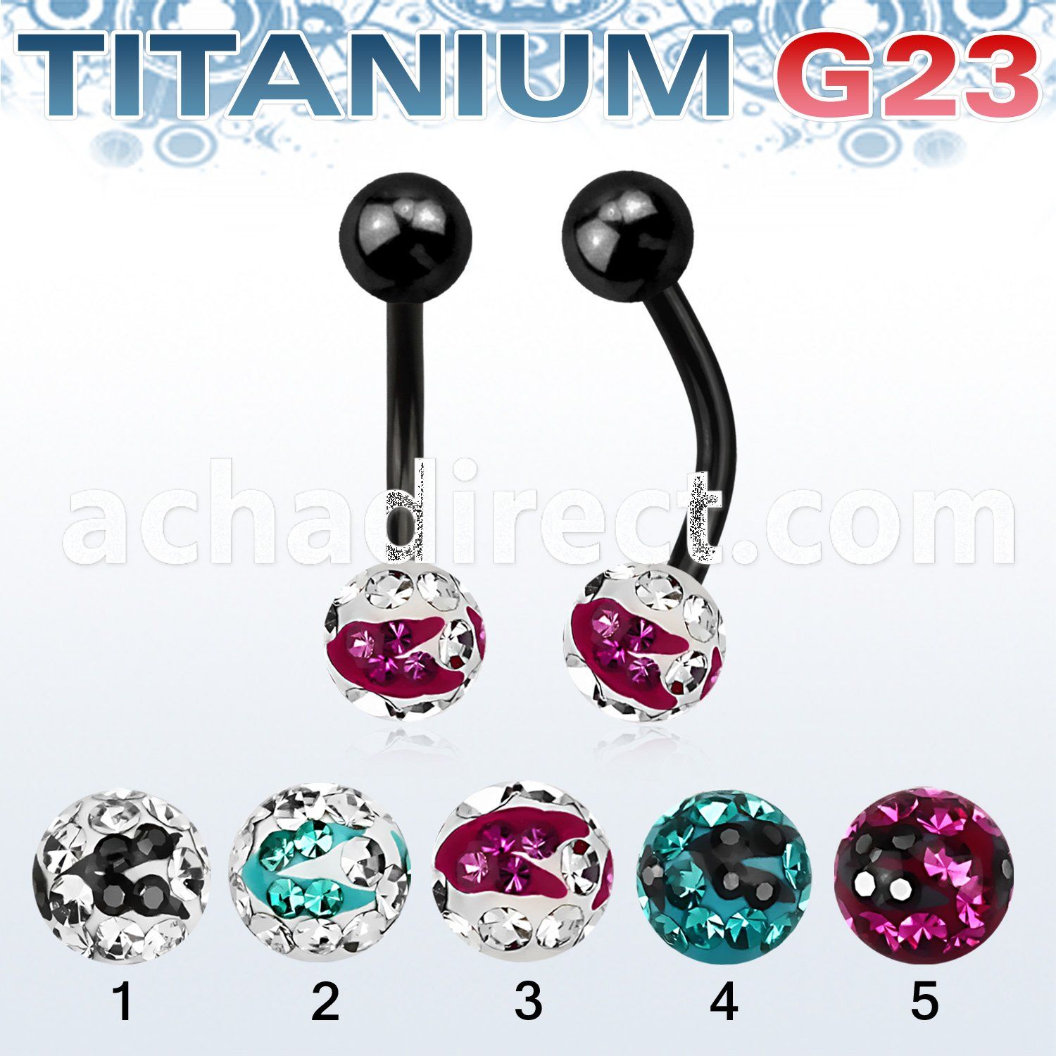 utbnfr6c anodized titanium banana w 6mm multi crystal zebra ball 