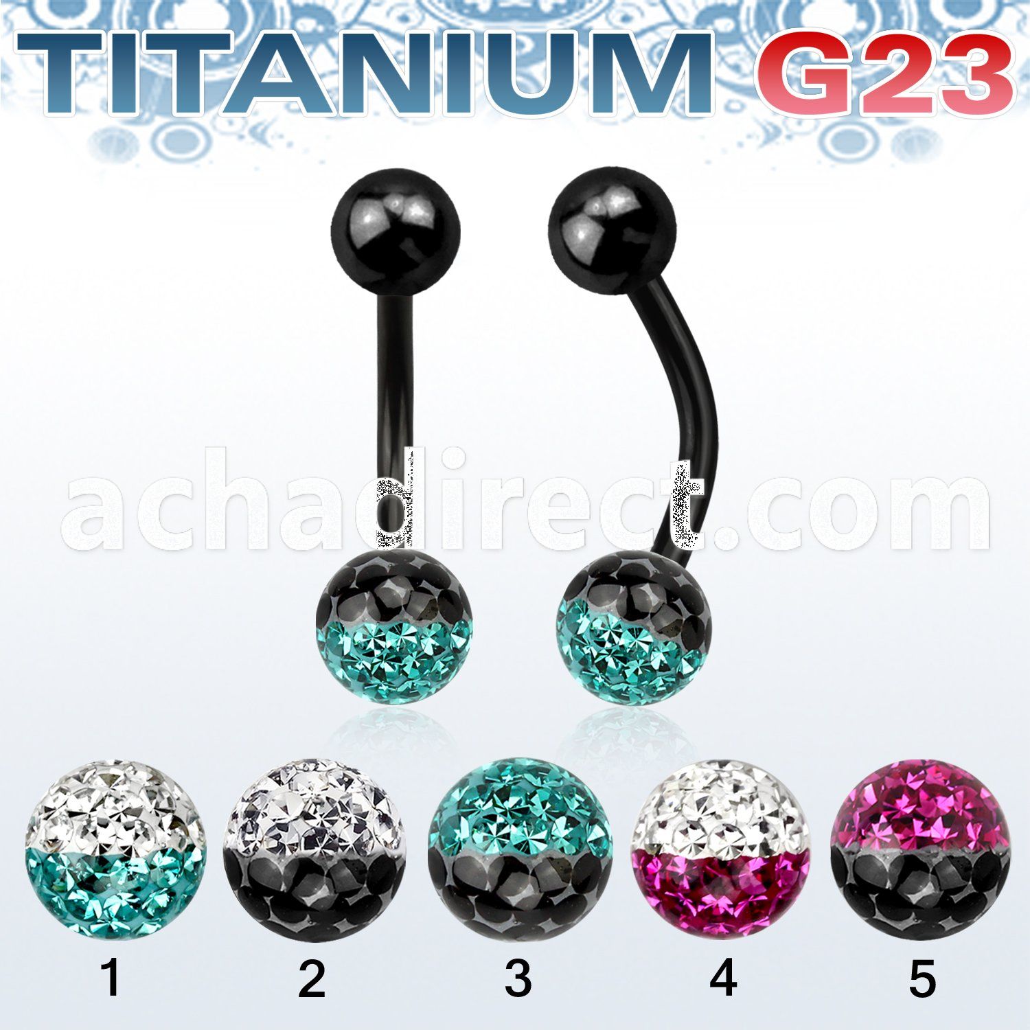 utbnfr6e anodized titanium g23 banana w 6mm 2 color ferido ball