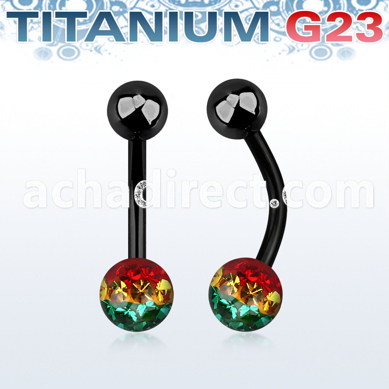 utbnfr6r anodized titanium g23 banana w 6mm rasta ferido ball