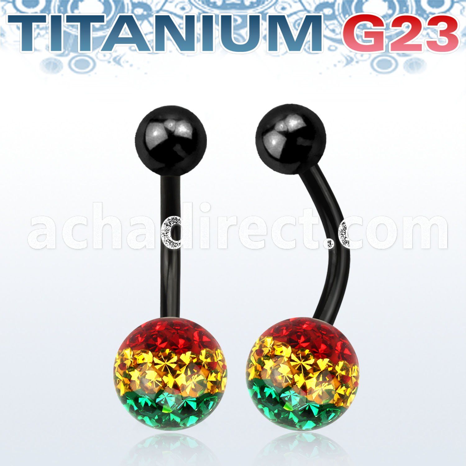 utbnfr8r anodized titanium g23 banana w 8mm rasta ferido ball