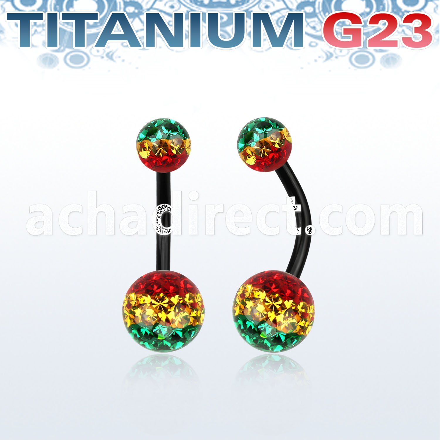 utbnfrgr anodized titanium banana w 5 8mm rasta ferido balls