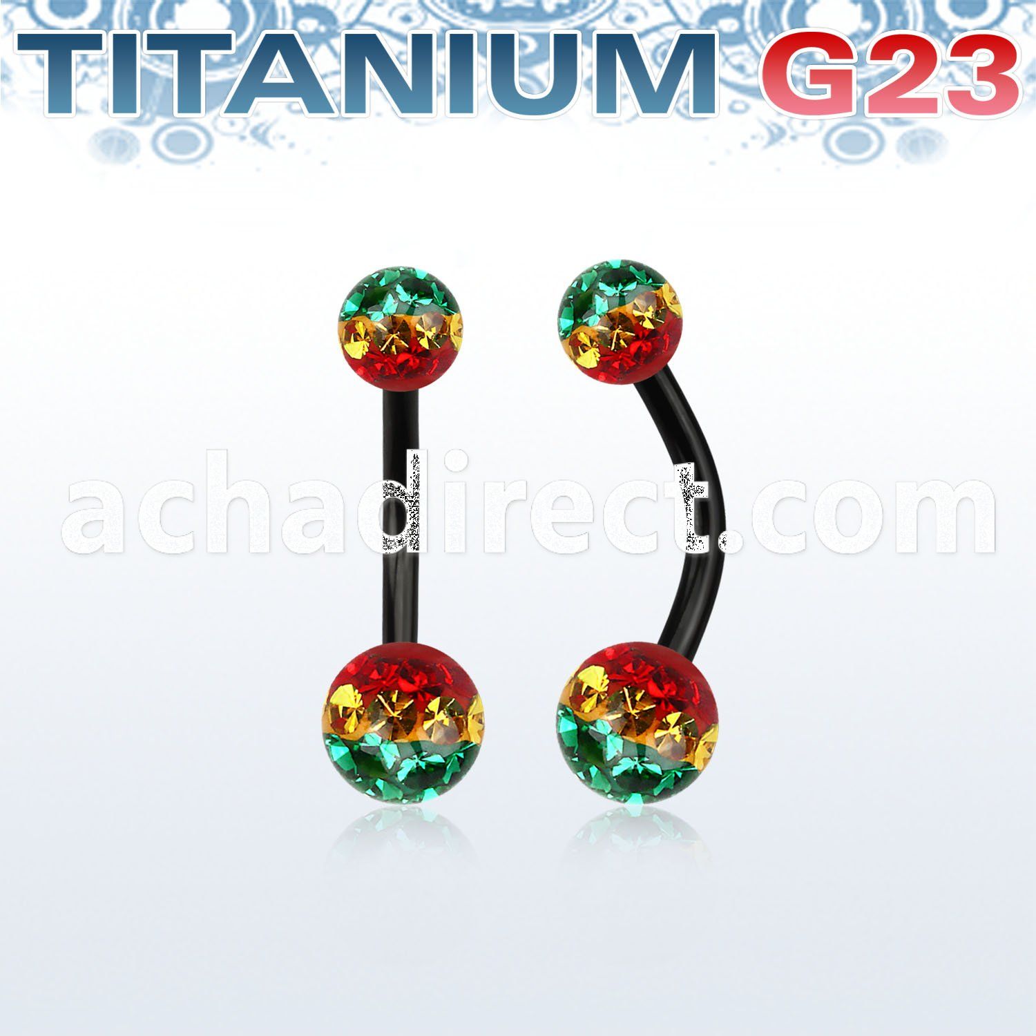 utbnfrsr anodized titanium banana w 5 6mm rasta ferido balls