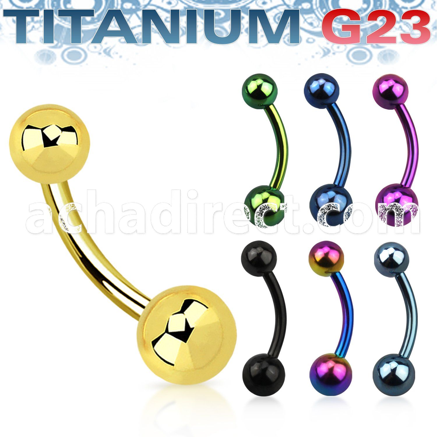 utbns anodized titanium g23 belly banana with 5 6mm ball