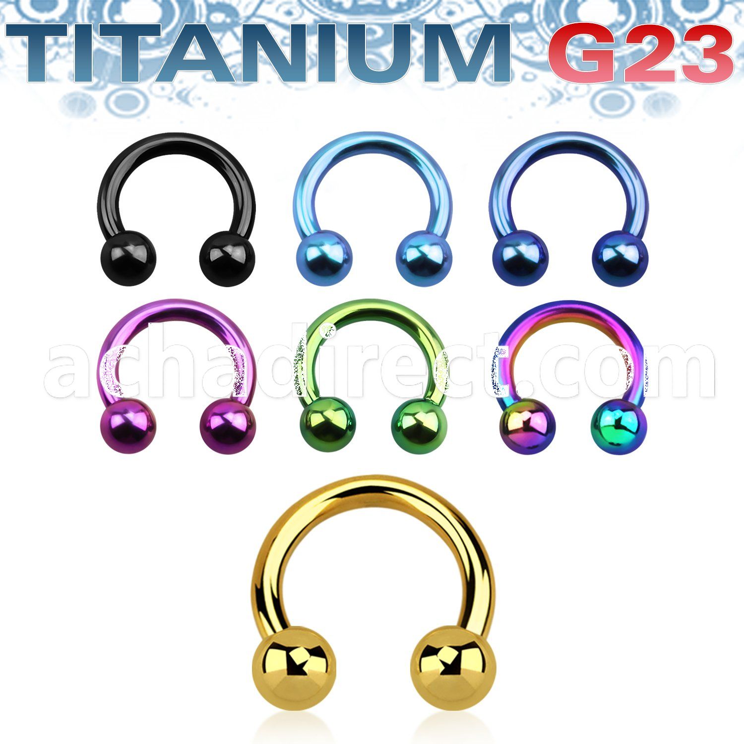 utcbb anodized titanium g23 circular barbell with 4mm balls