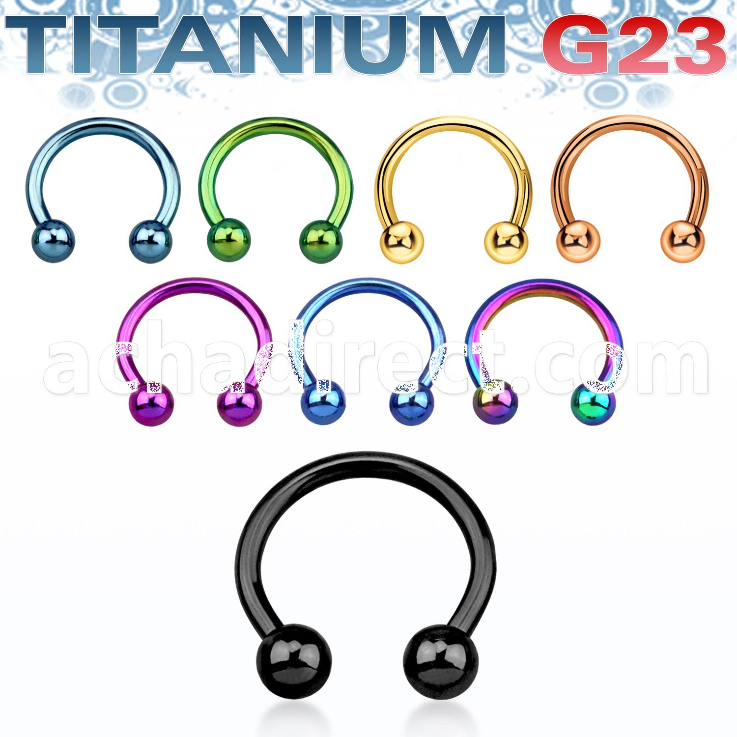 utcbeb anodized titanium g23 circular barbell with 3mm balls