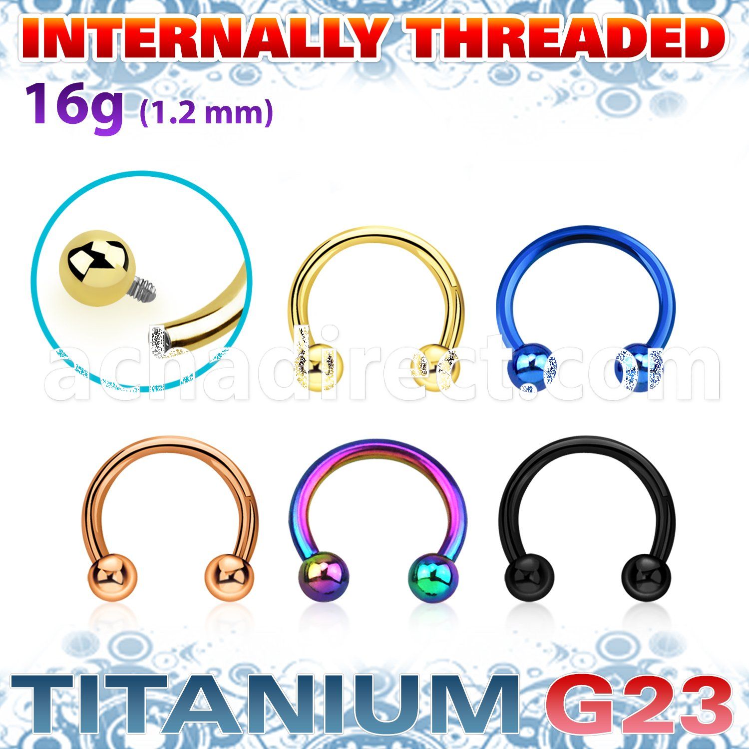 utcbebin pvd plated titanium circular barbell balls internal