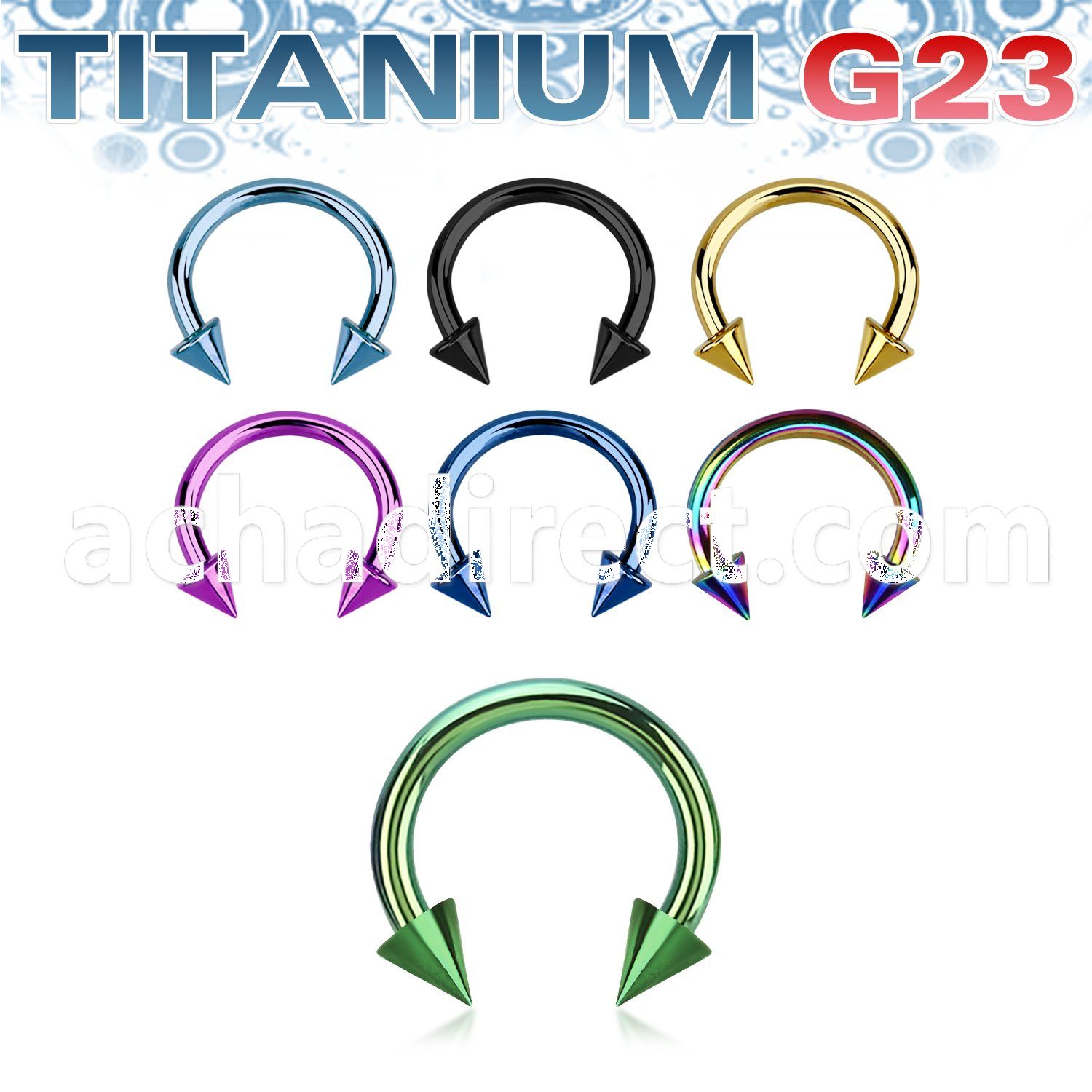 utcbecn anodized titanium g23 circular barbell with 3mm cones