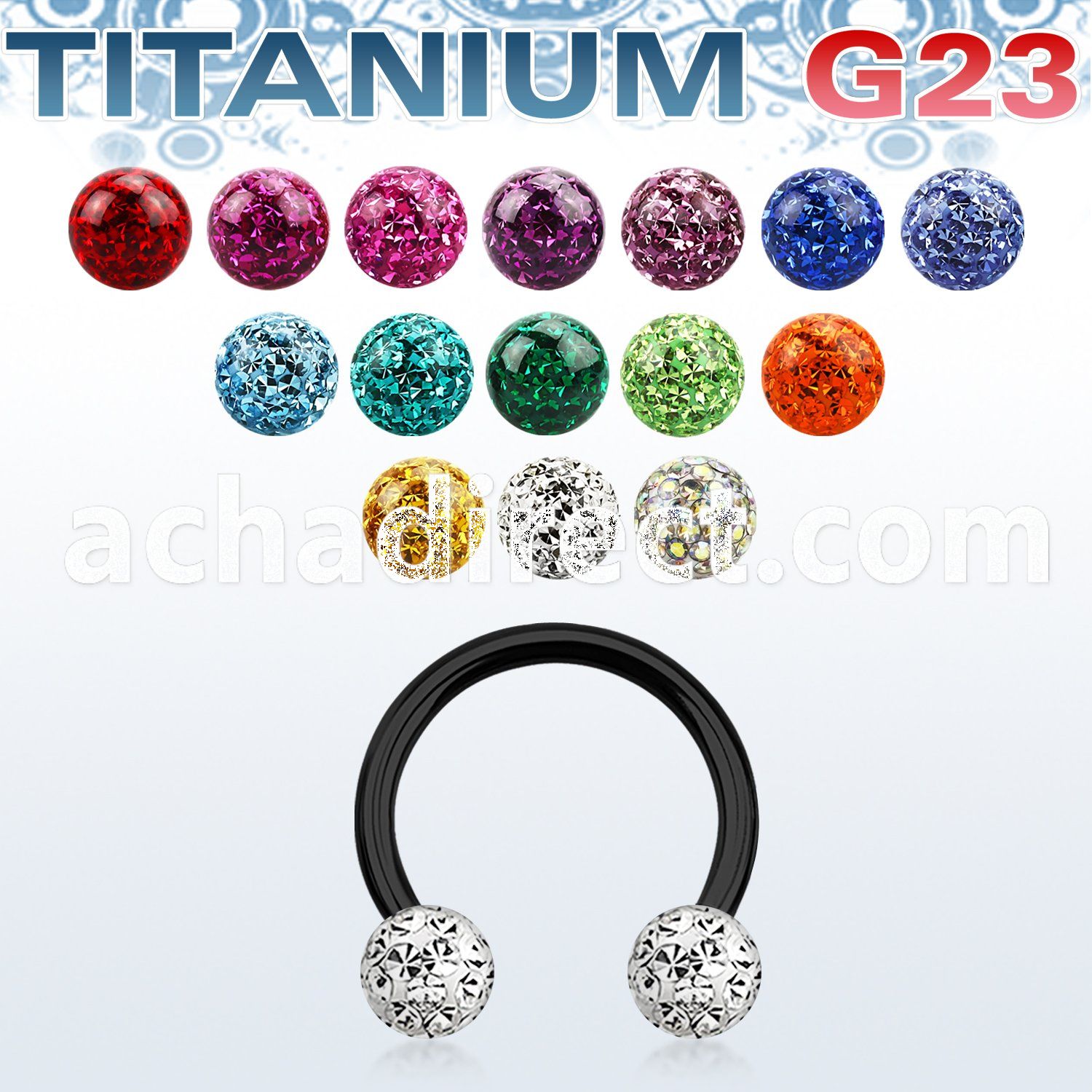 utcbfr4 anodized titanium g23 barbell with 4mm resin ferido ball