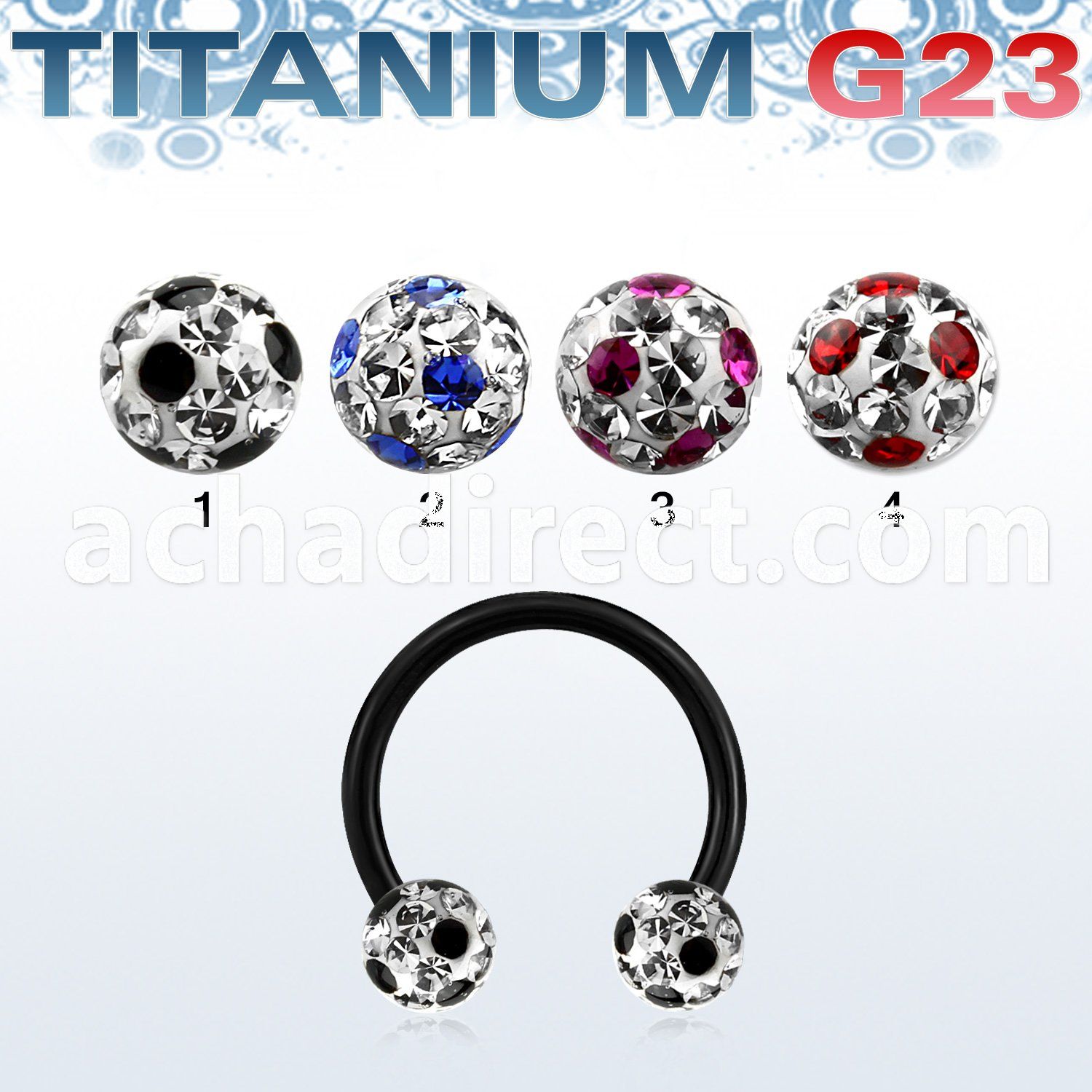 utcbfr6a anodized titanium g23 barbell w 6mm dotted balls