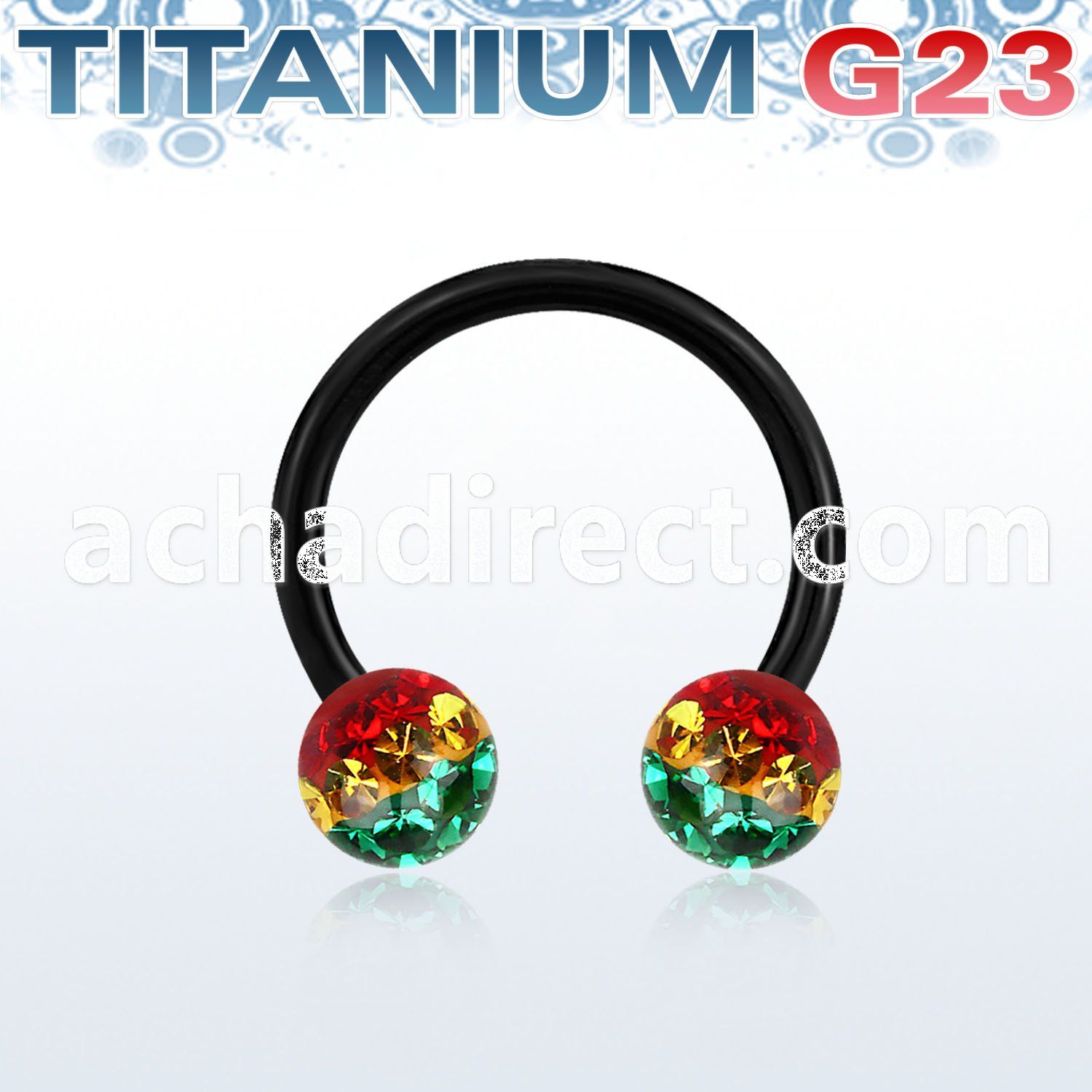 utcbfr6r anodized titanium g23 barbell w 6mm rasta balls