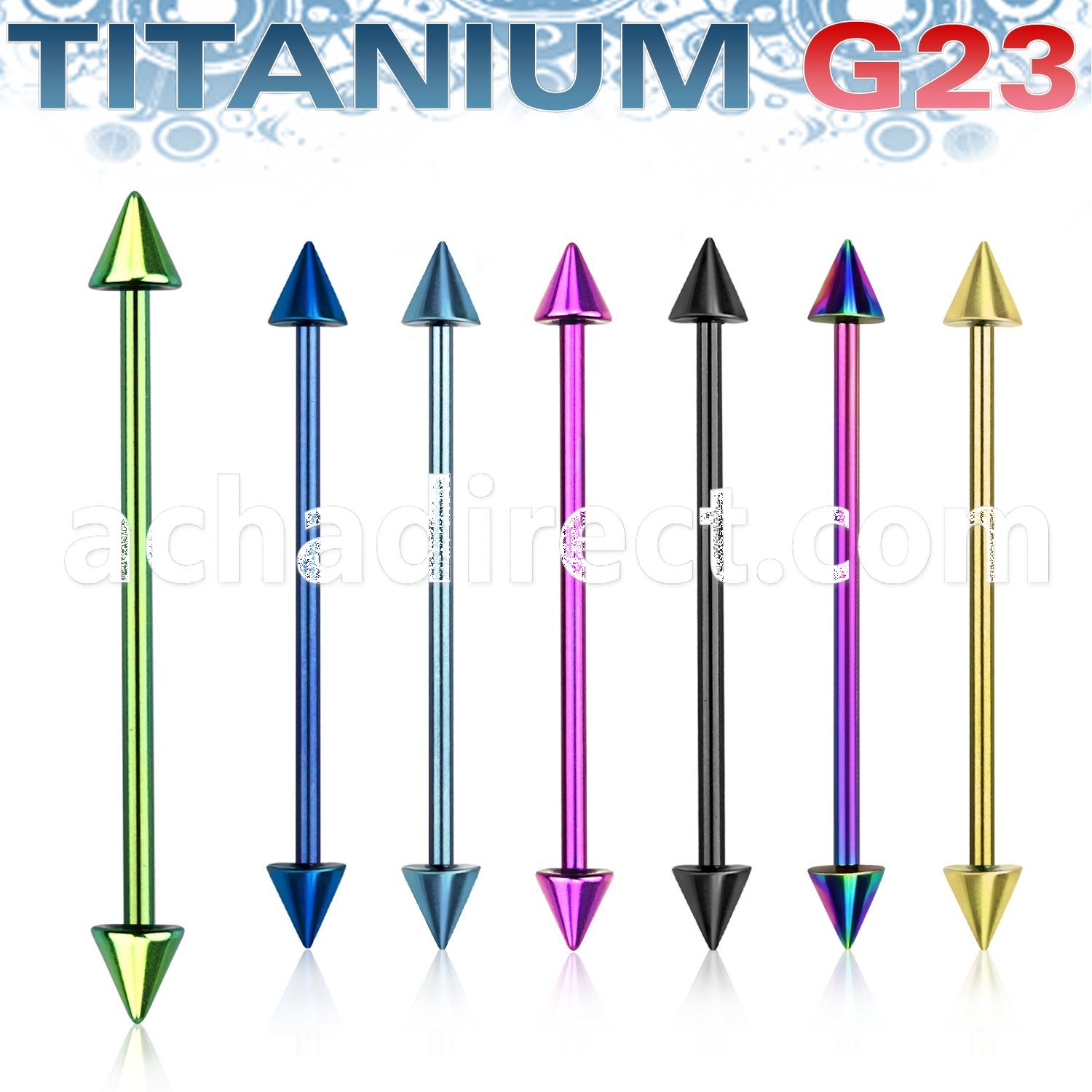 utincn anodized titanium g23 industrial barbell with 5mm cones