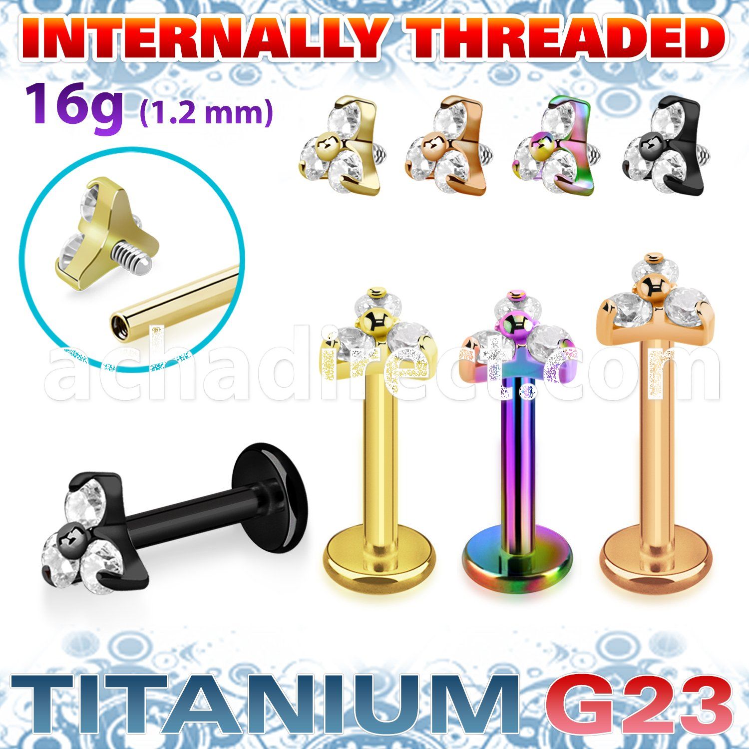 utlbin13s pvd plated titanium labret triangle internal