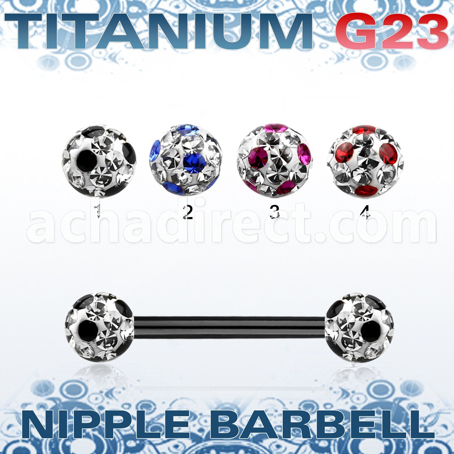 utnpfr5a anodized titanium g23 barbell w 5mm dotted ferido balls