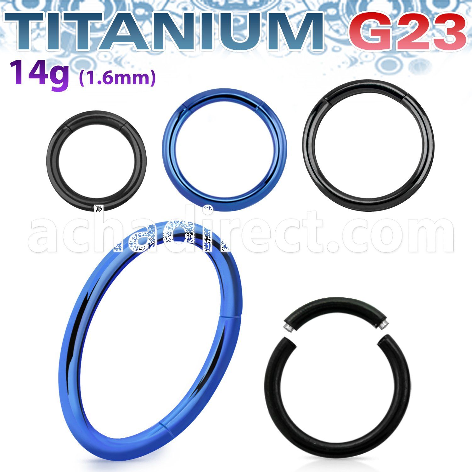utsg14 anodized titanium g23 segment ring in 14g 1 6mm