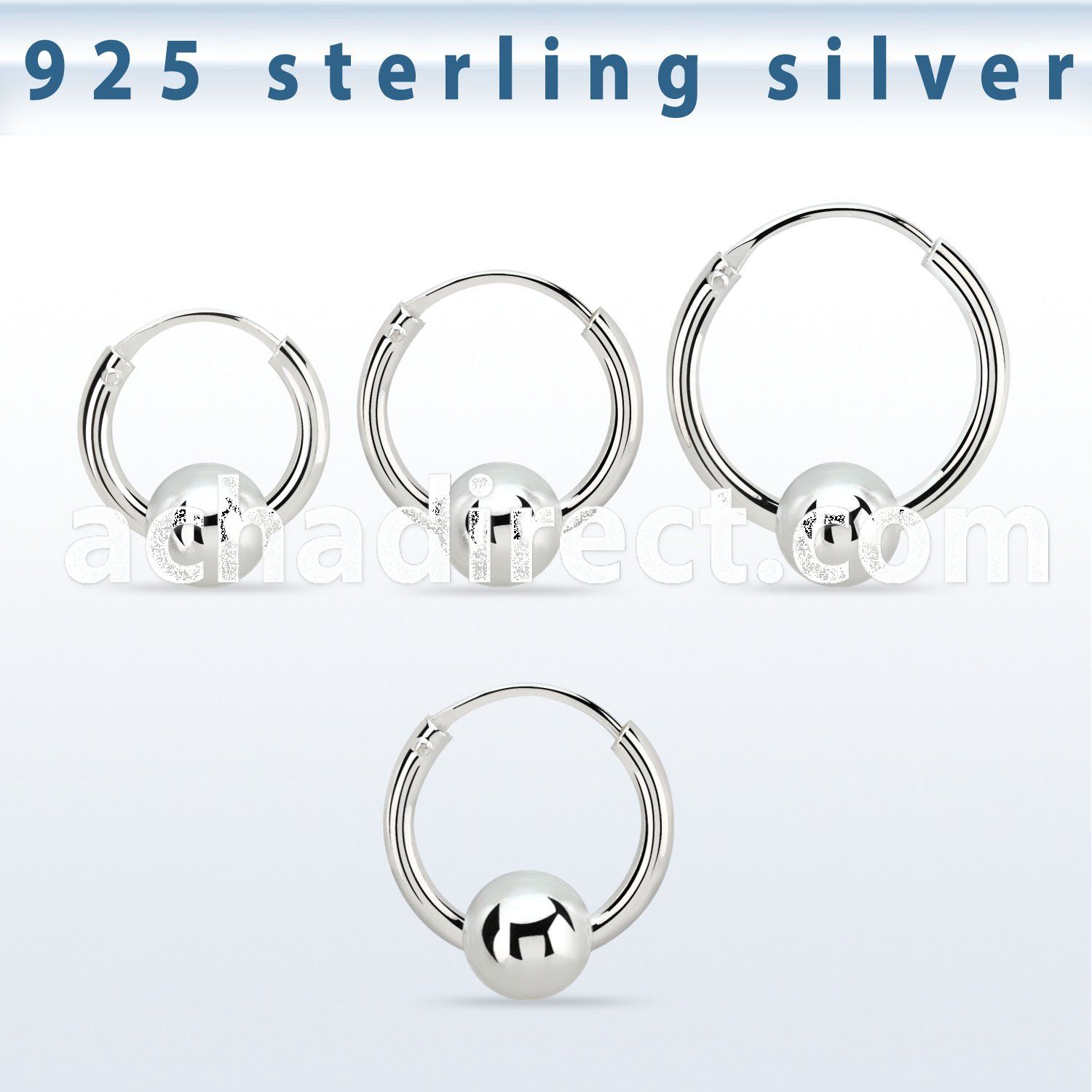 vbcr14m 925 silver ball closure earrings (1.6mm) with 5mm ball