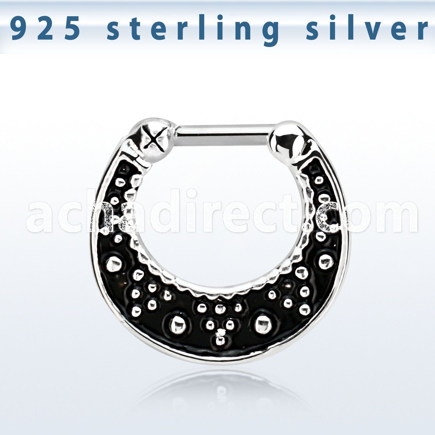 vsepfb14 silver septum clicker w black accent w 1.6mm closure bar
