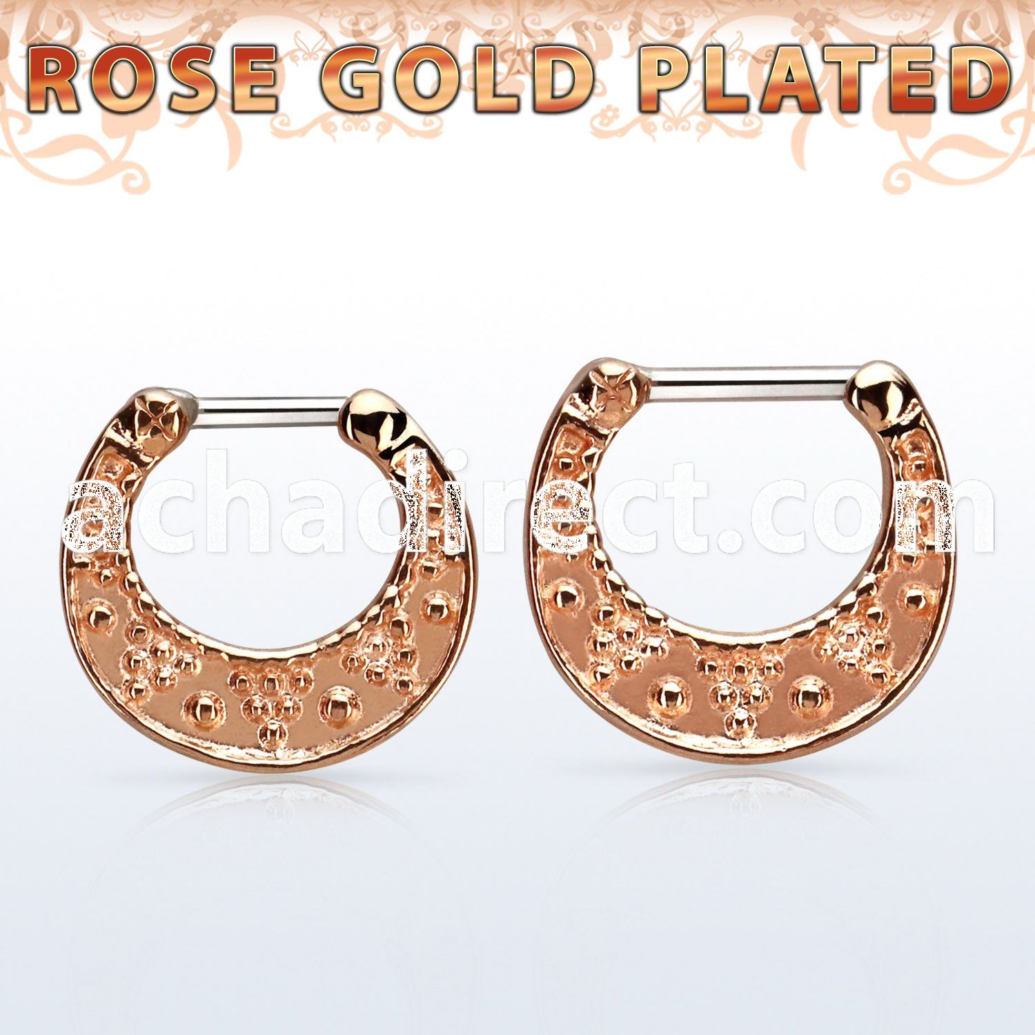 vsepfr16 silver septum clicker w real rose gold plating 16g
